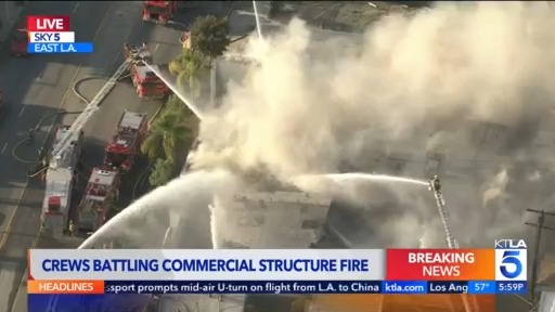 Firefighters battle blaze at commercial structure in East L.A. – KTLA