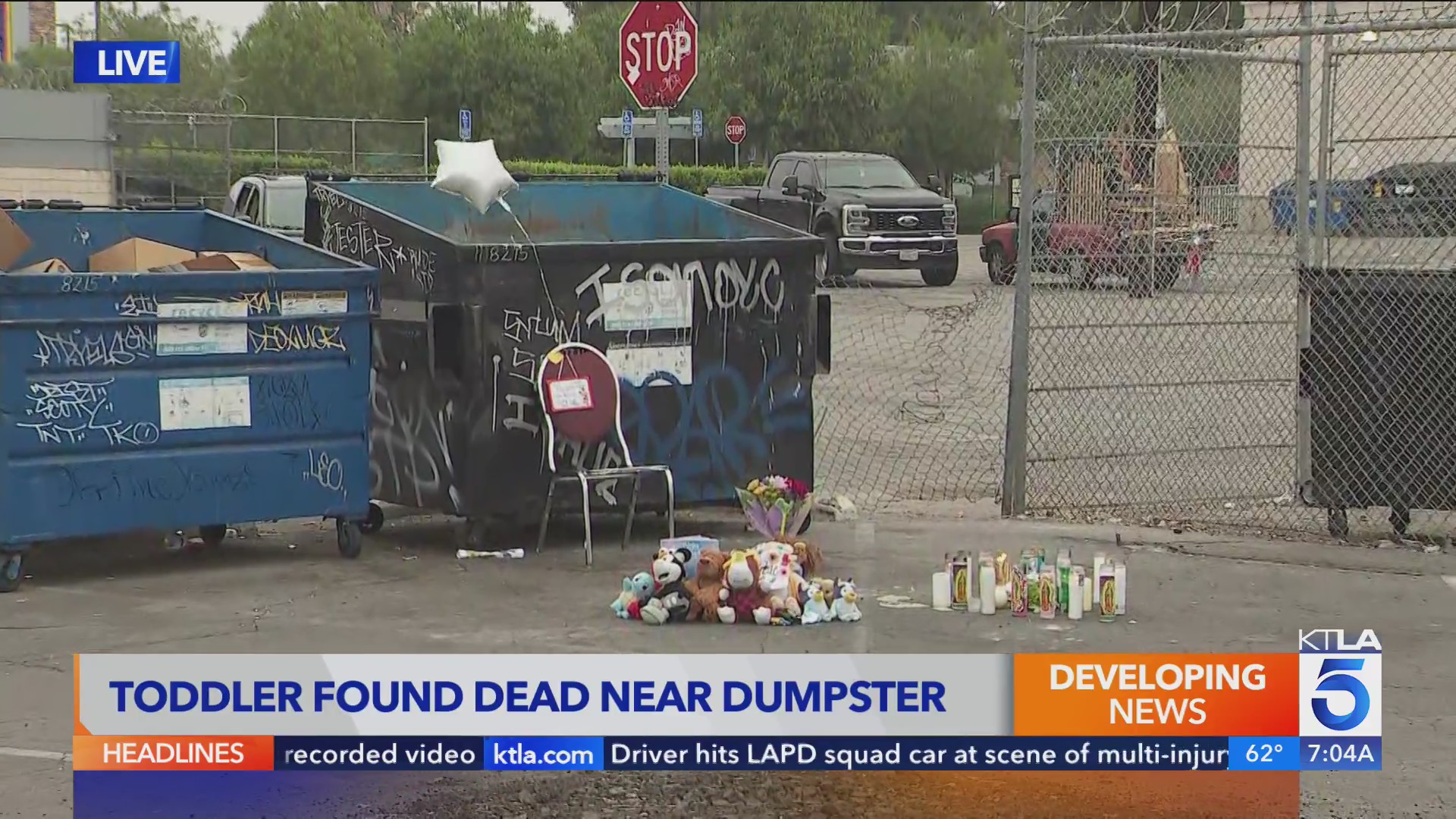 Toddler found dead near dumpster – KTLA