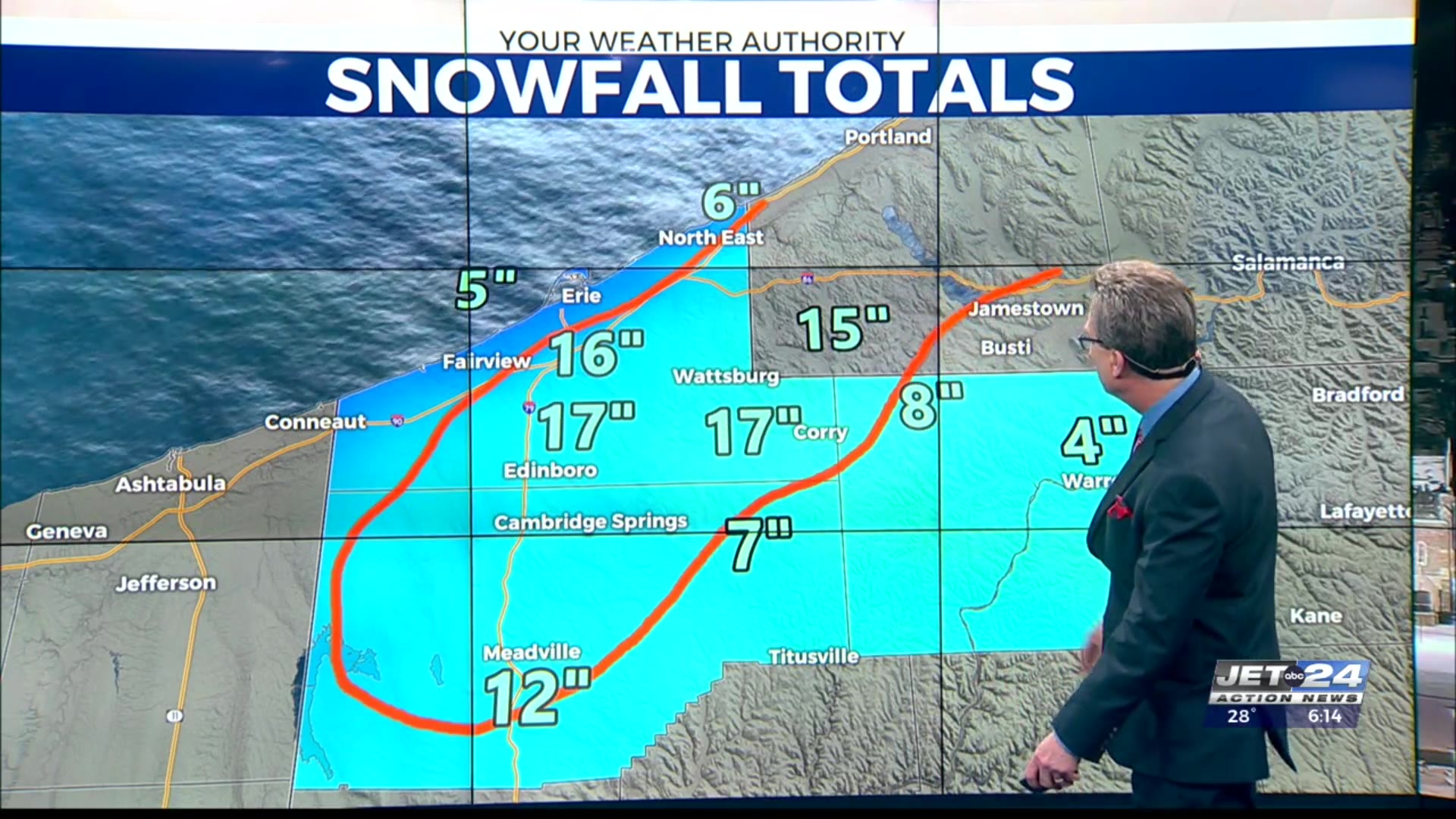 Lake effect snow warnings remain for area, here’s what to expect – WJET ...