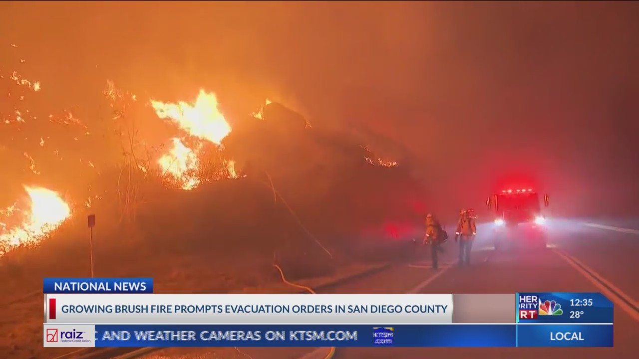 Growing brush fire prompts evacuation orders in San Diego County – KTSM ...