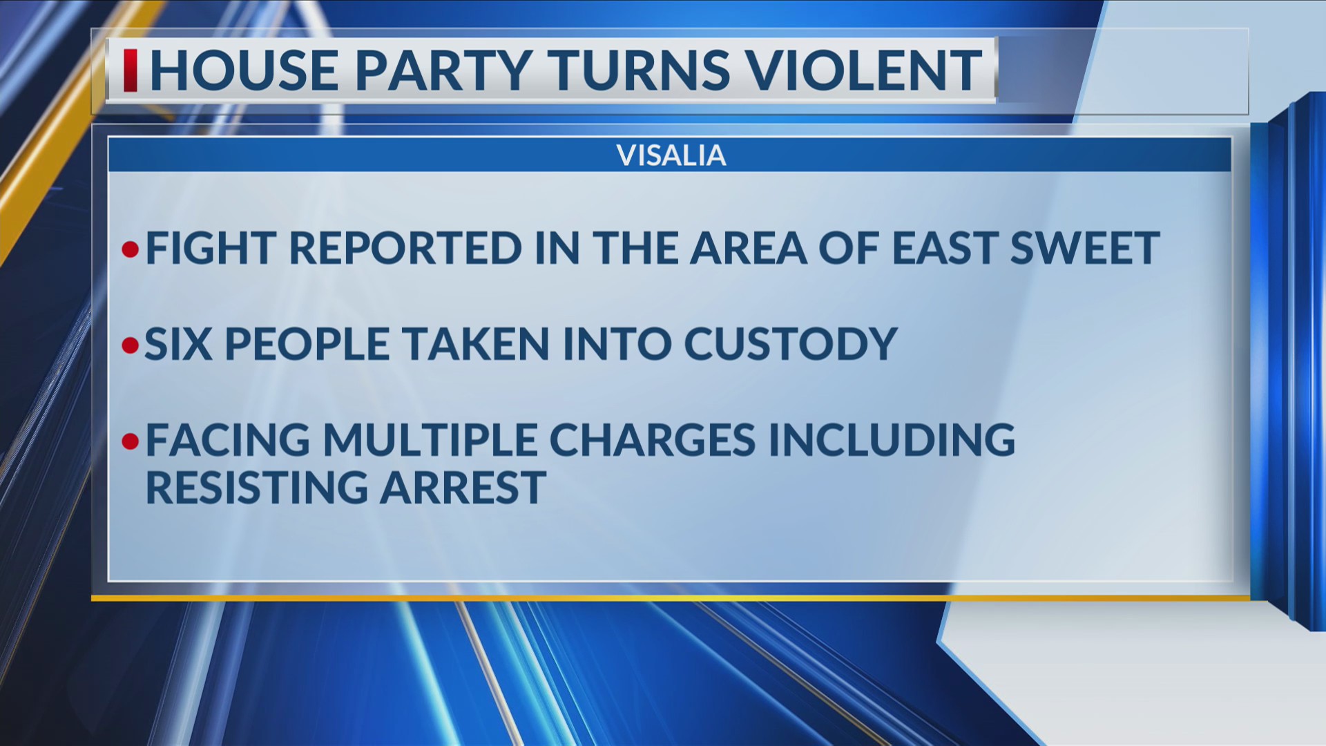 Visalia house party turns violent, 6 arrested – CBS47 and KSEE24 | News ...