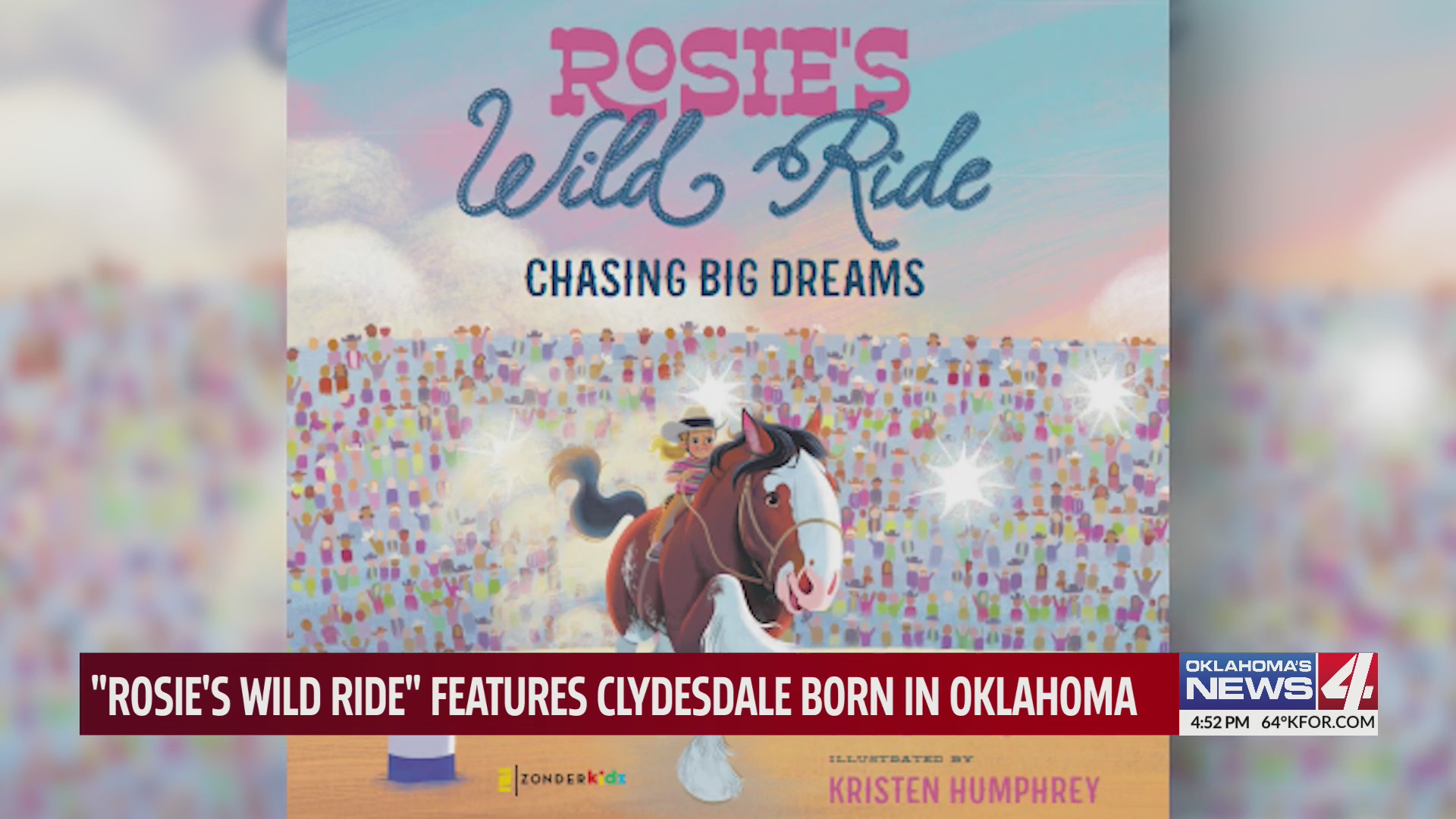 Clydesdale horse Rosie in a barn, connecting to 'Rosie's Wild Ride' from Oklahoma