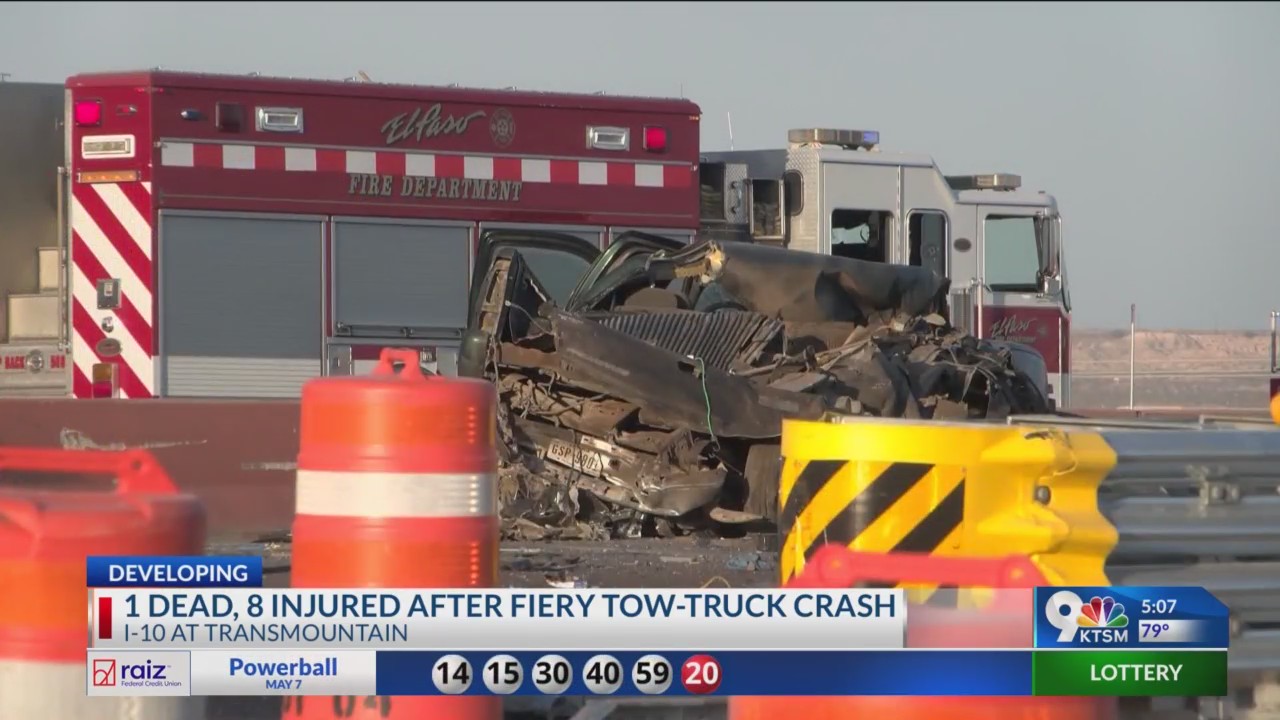 1 dead, 8 hurt after fiery tow-truck crash – KTSM 9 News