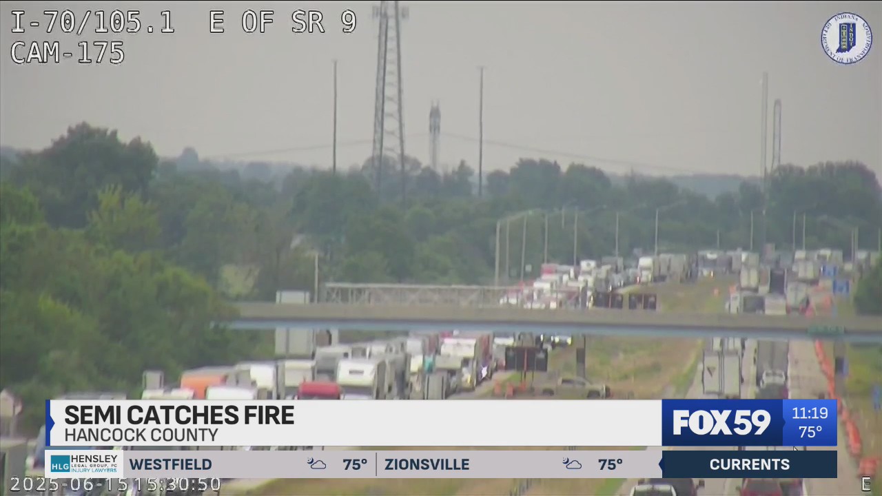 Semi fire halts traffic on I-70 in Hancock County – Fox 59