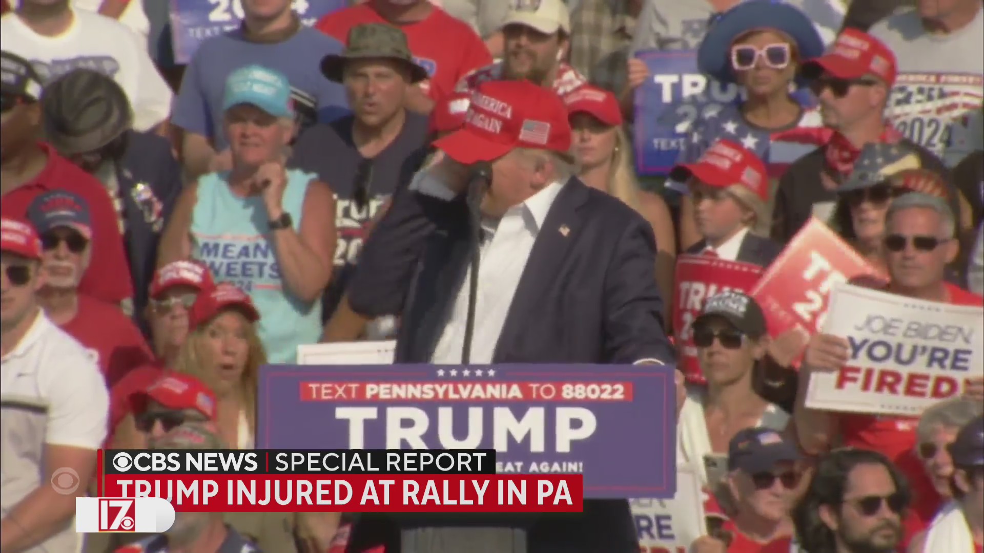 Trump Rally Pen Trump whisked off stage at rally after apparent gunshots heard in ...