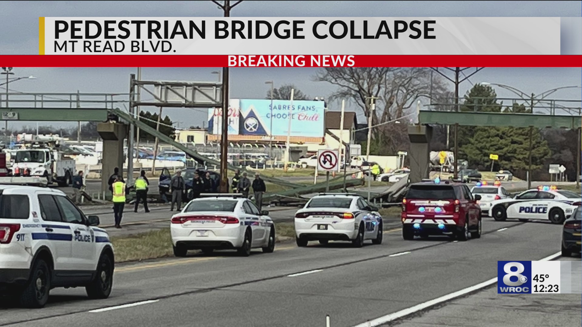 Bridge Explosion Rochester Garbage truck smashes pedestrian bridge over Mt. Read Blvd., two ...