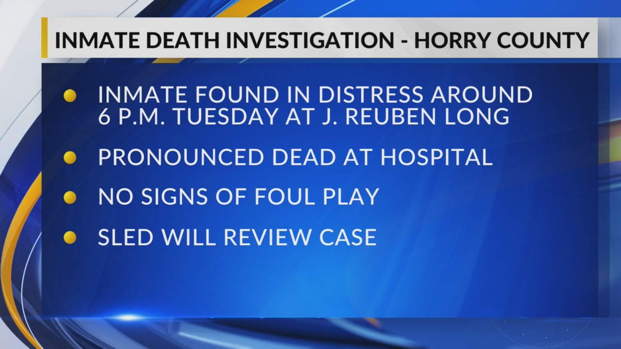 Inmate dies at Horry County jail, sheriff’s office says WBTW