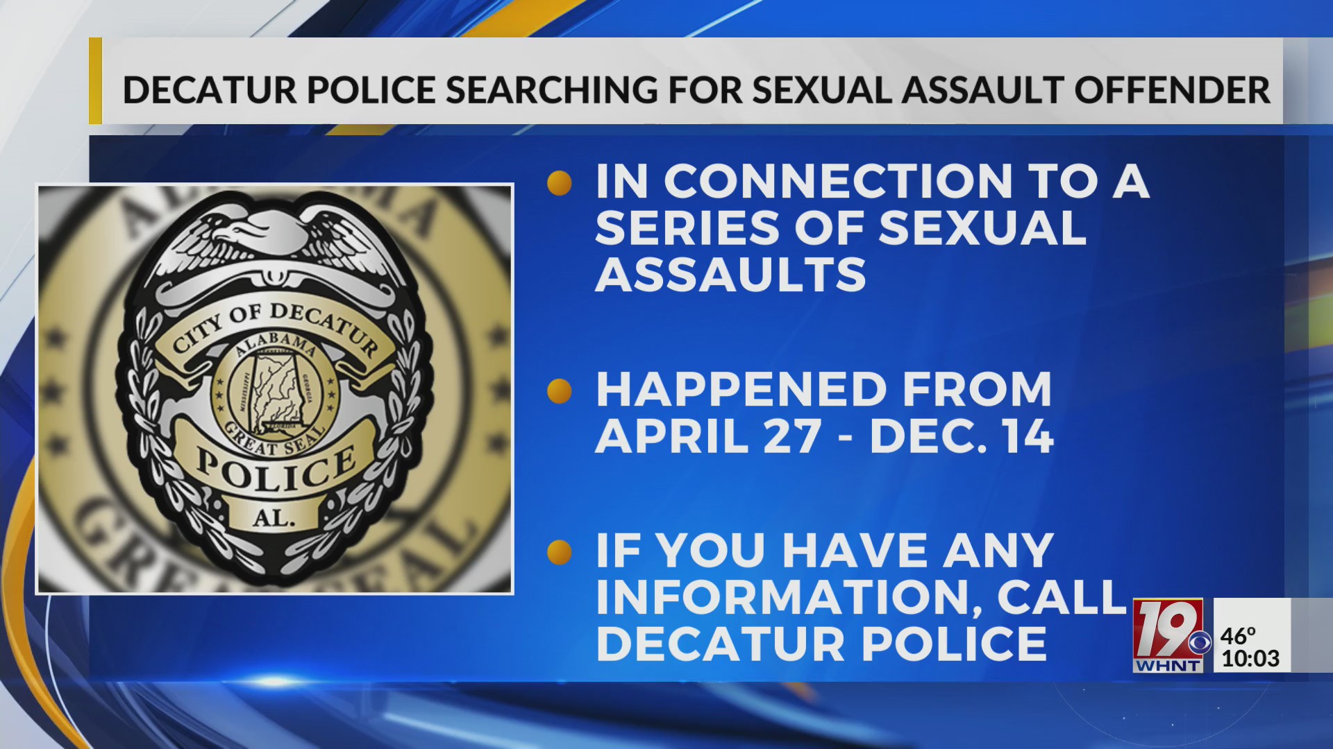 Decatur Police Looking for Suspect in String of Burglaries, Sexual ...