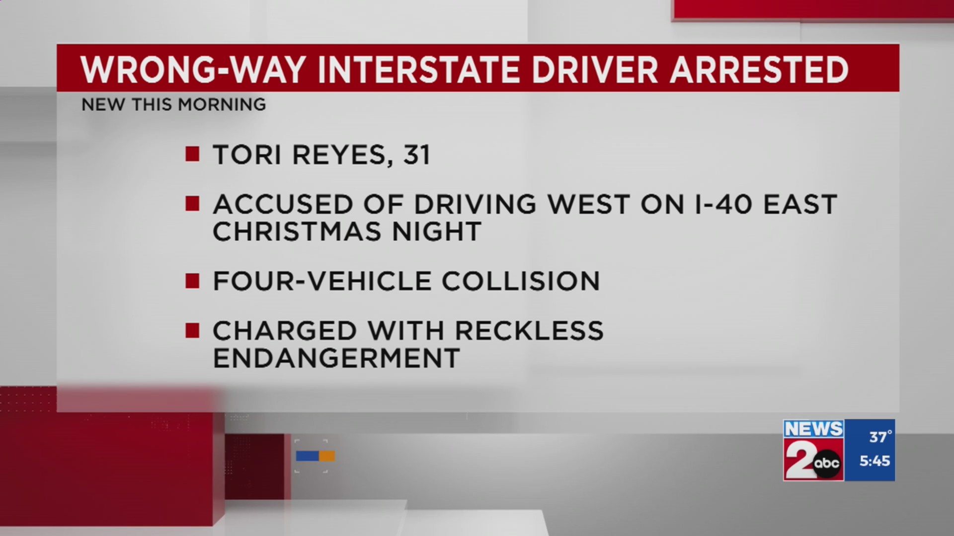 Woman charged after wrong-way crash on I-40 – WKRN News 2