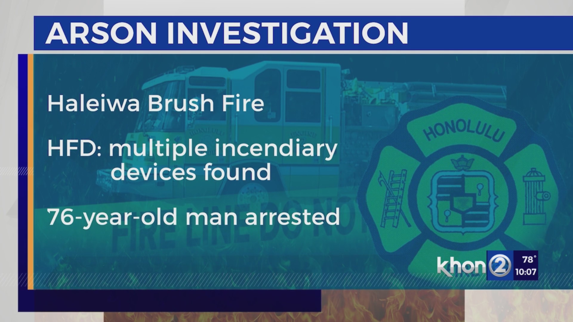 76yo man arrested for arson in Haleiwa brush fire – KHON2