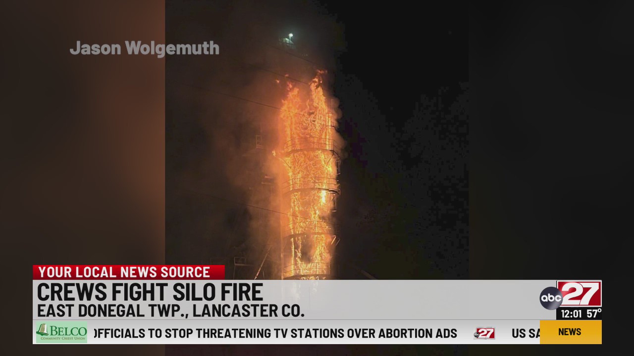 Massive silo engulfed in flames overnight in Lancaster County ABC27