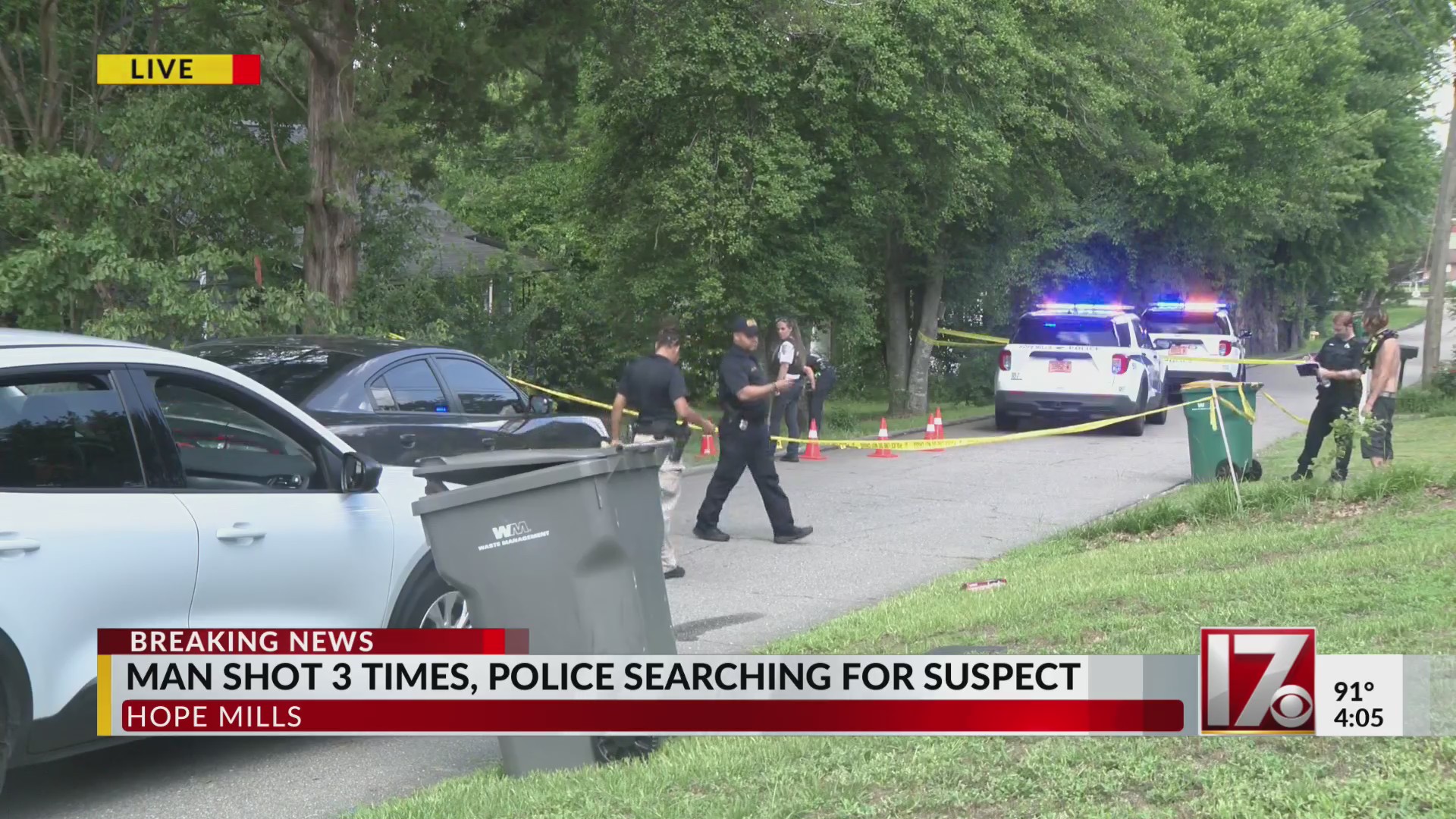 Man shot 3 times, police searching for suspect in Hope Mills – CBS17.com