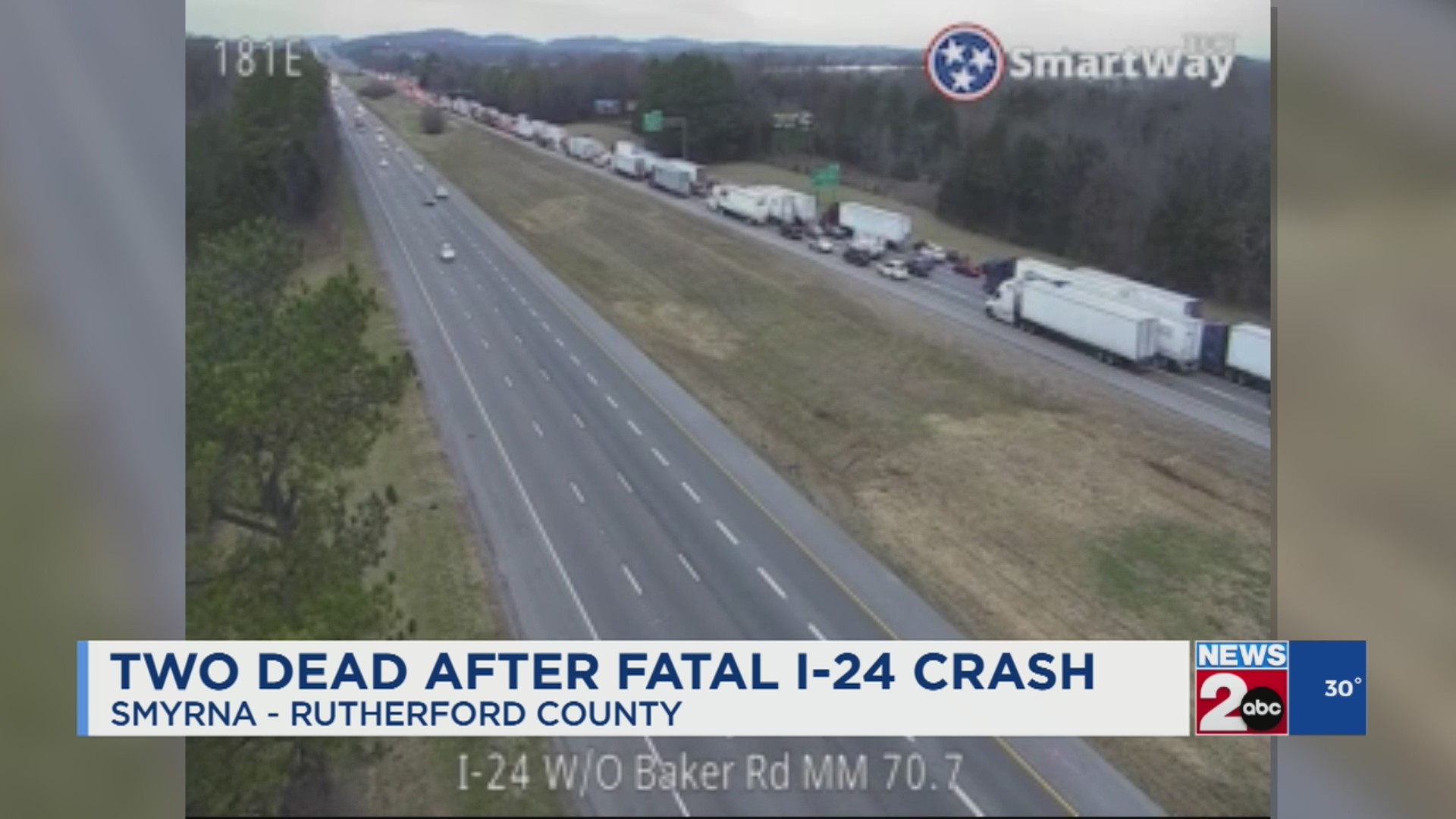 2 dead, 1 injured following multivehicle crash on I24 West in Smyrna