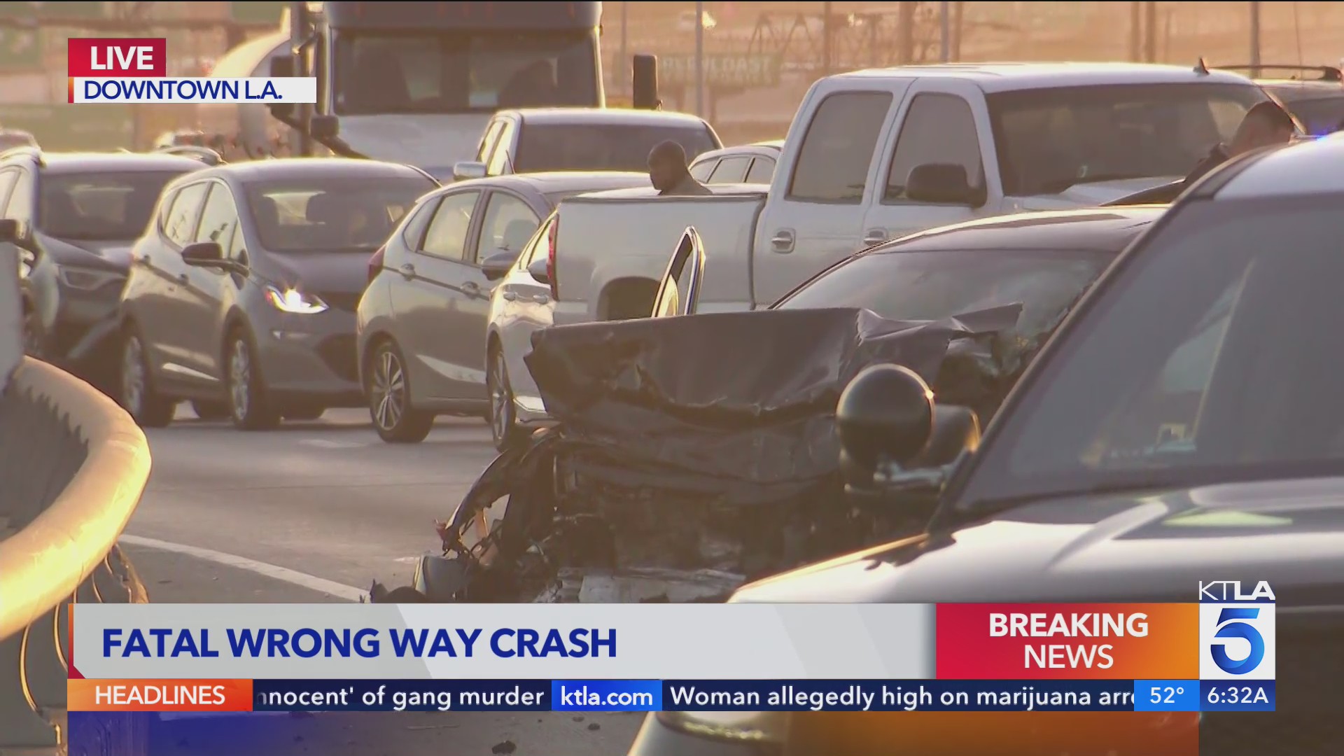 Deadly wrong-way crash shuts down freeway in downtown Los Angeles on ...