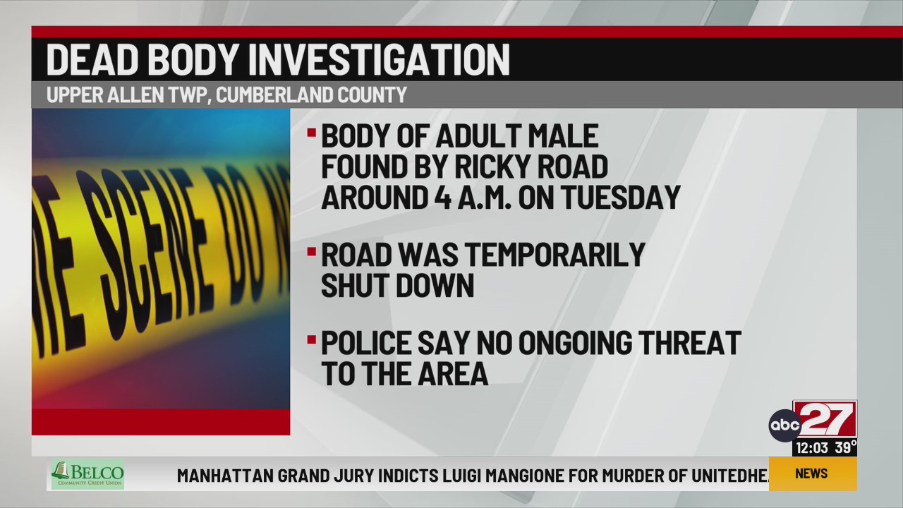 Police in Cumberland County investigating dead body found on roadway ...