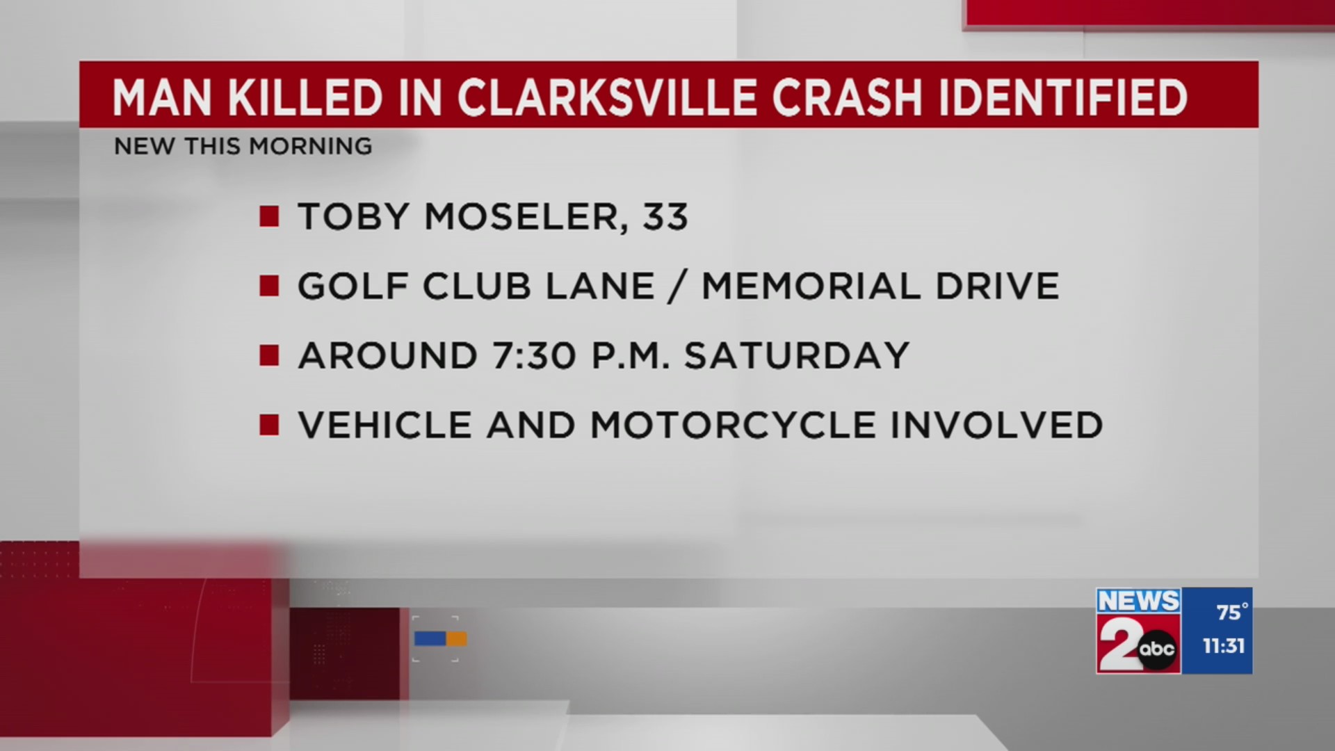 33-year-old dead after motorcycle crash in Clarksville – WKRN News 2