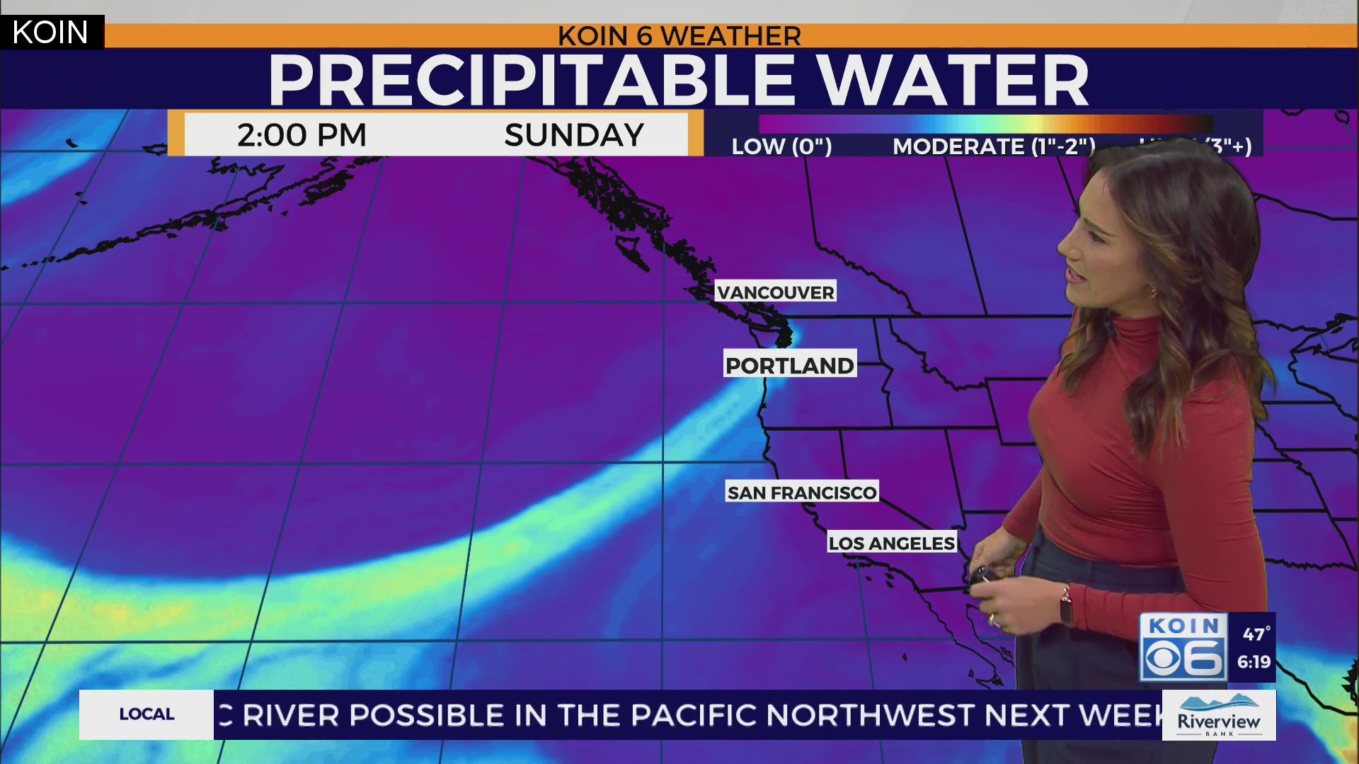 A moderate atmospheric river brings rain to Portland late this weekend