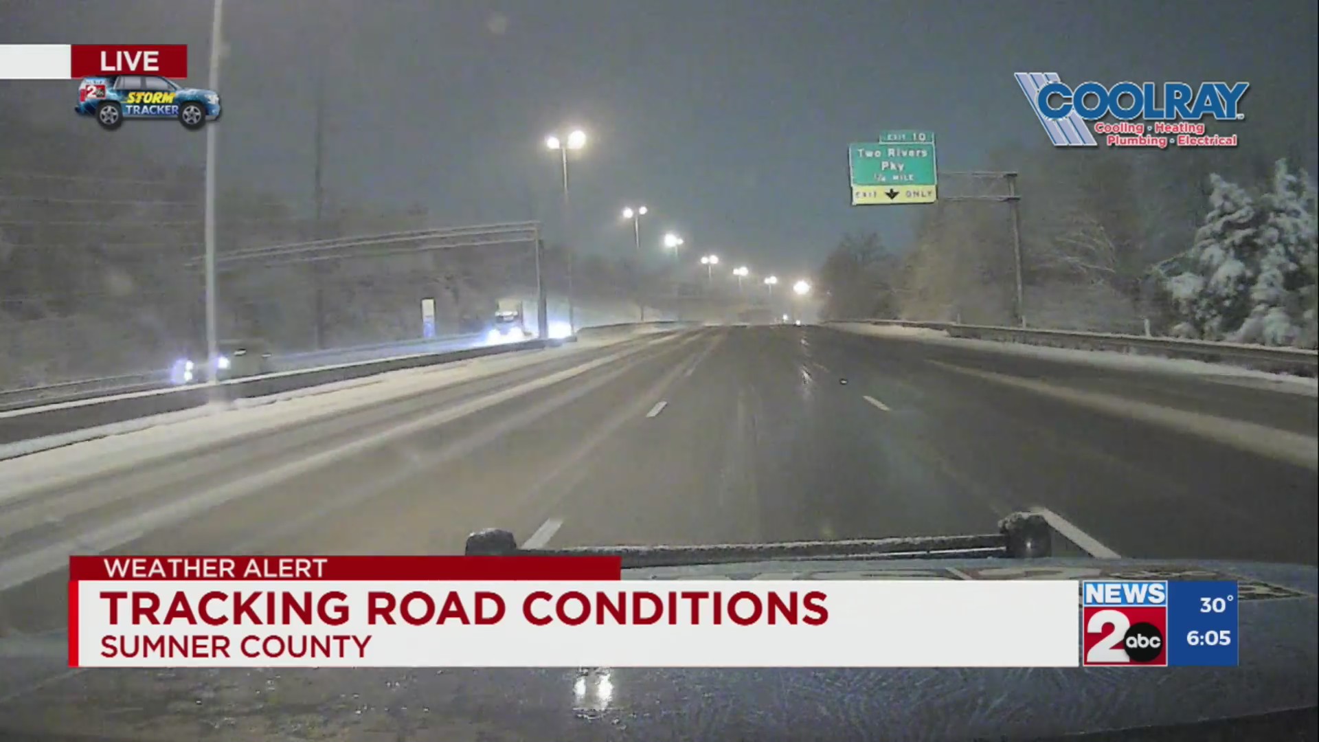 Tracking road conditions as night falls – WKRN News 2