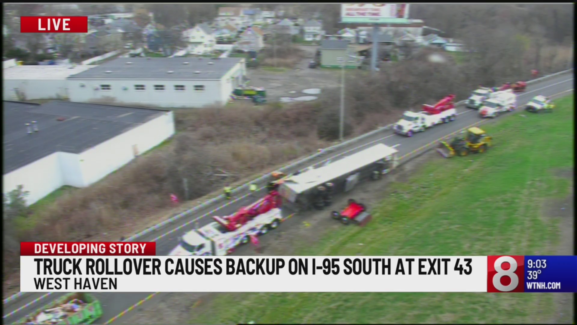 Tractor-trailer rollover causing major delays on I-95 in West Haven ...