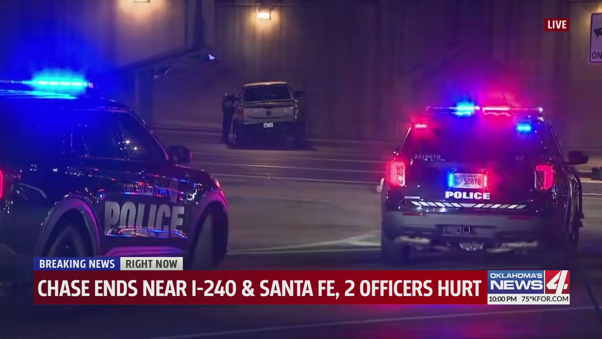 Chase ends near I-240 and Santa Fe, 2 officers hurt – KFOR.com Oklahoma ...