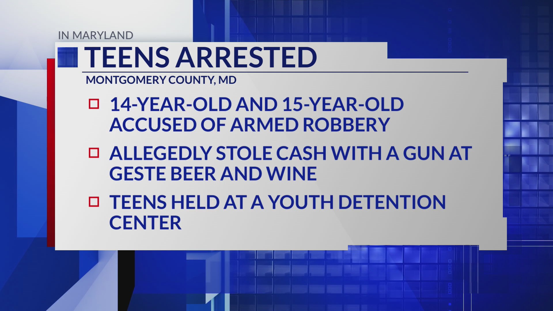 Teenage boys charged in three Bethesda armed robberies – DC News Now ...
