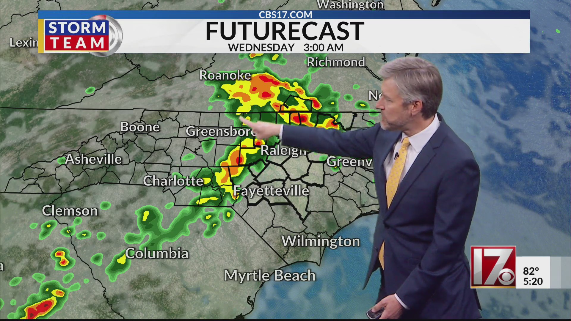 Storms arrive Tuesday night, cooler weather to end the week – CBS17.com