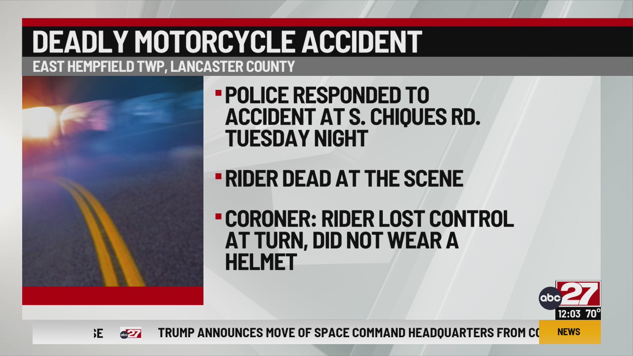 Lancaster County motorcyclist killed in overnight crash – ABC27