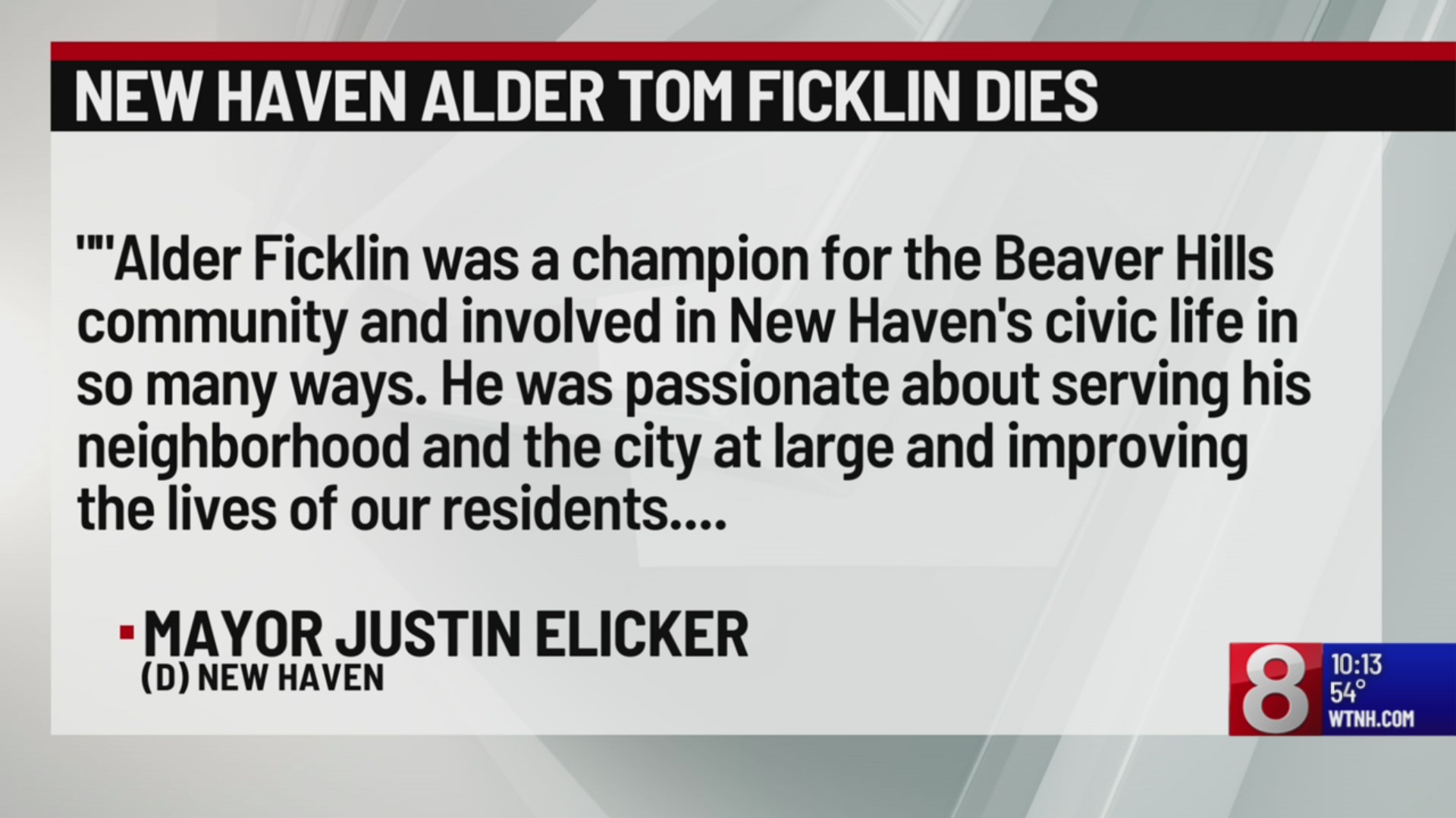 New Haven Alder Tom Ficklin dies at 75