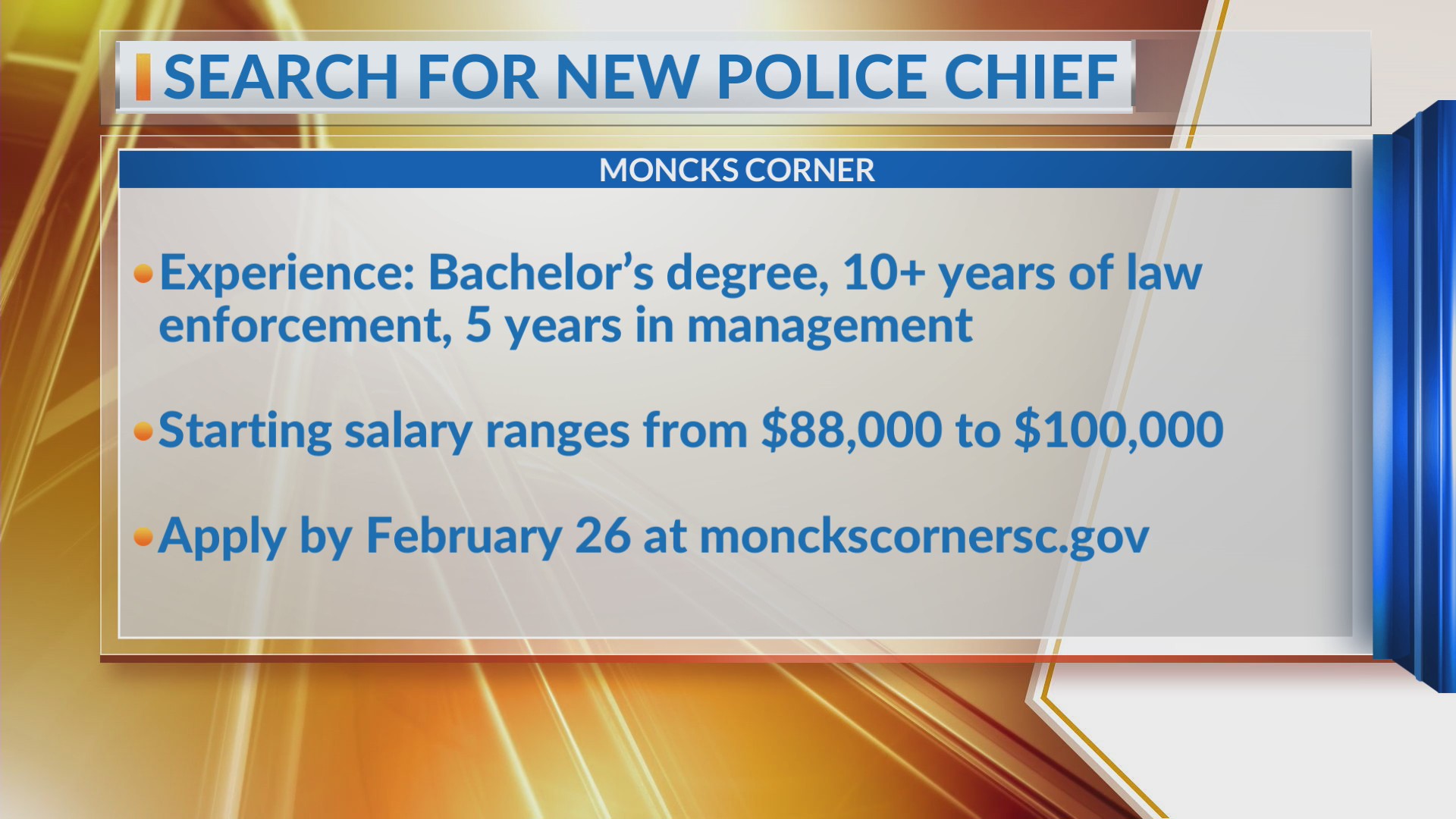 Moncks Corner searching for new police chief – WCBD News 2
