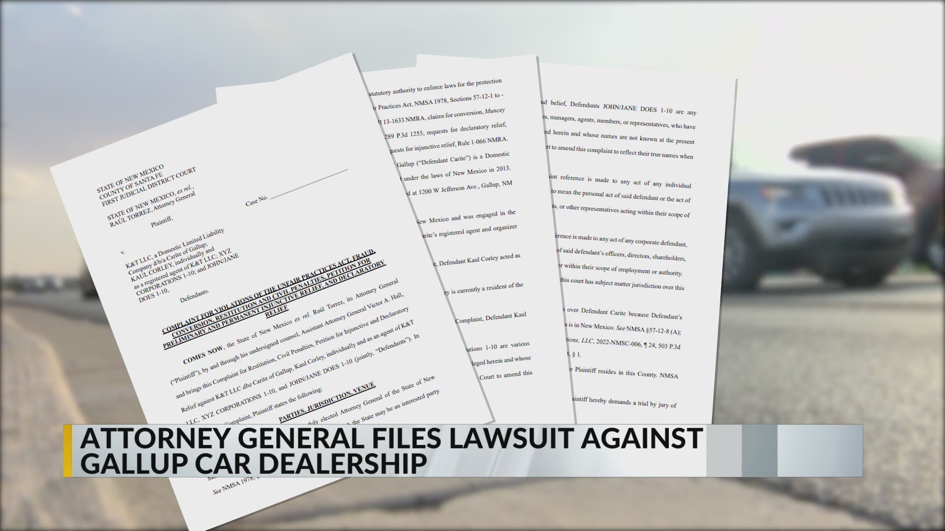Attorney General Raul Torrez files lawsuit against Gallup car