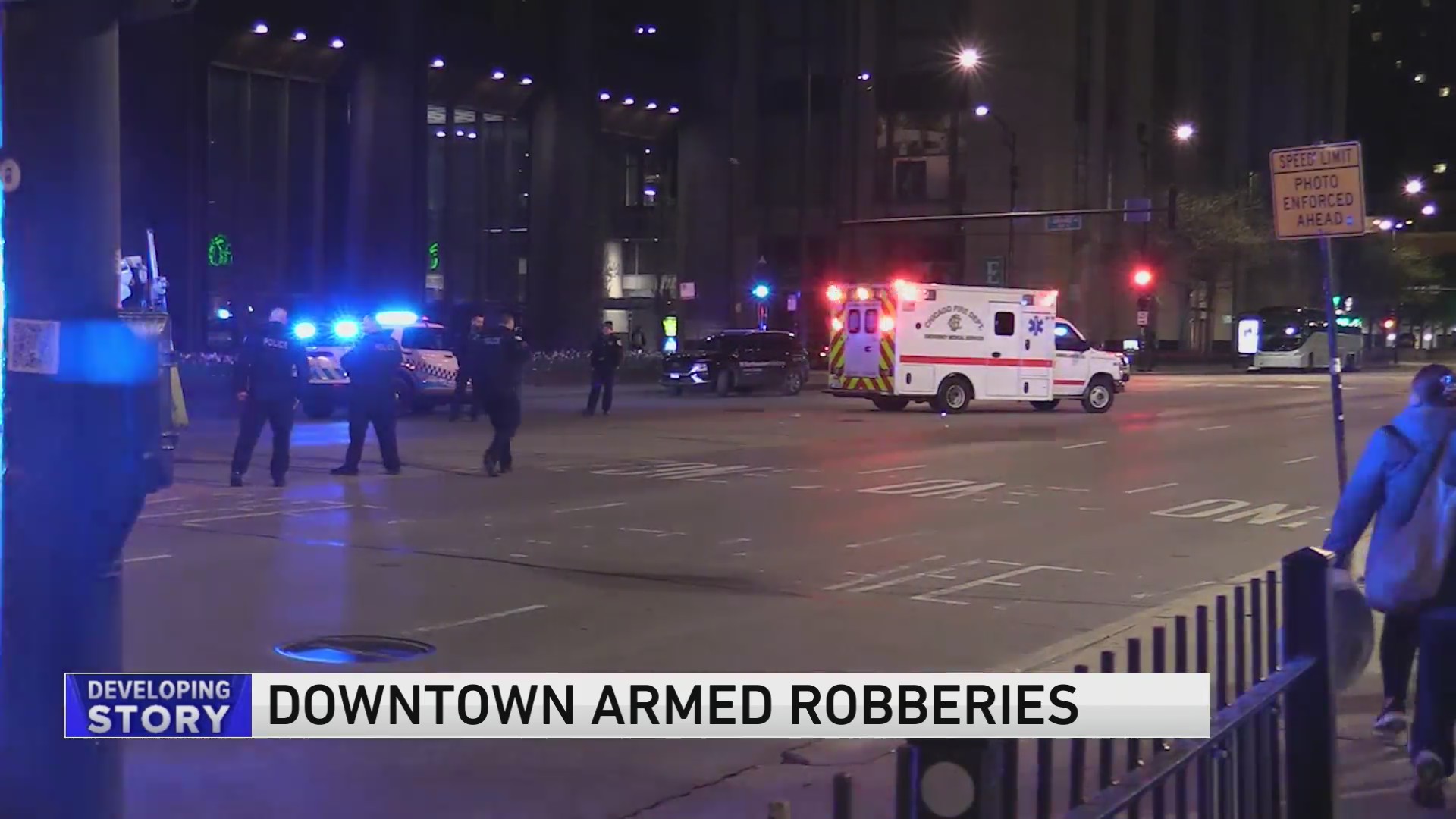 Woman dragged into street in string of armed robberies downtown; 3 men ...