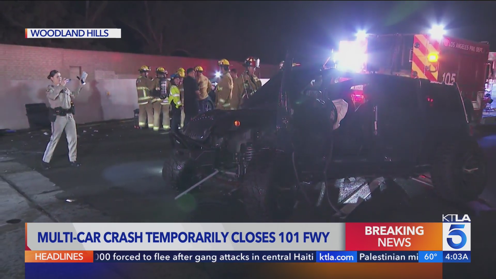 Multi-car crash closes westbound 101 Freeway in Woodland Hills – KTLA
