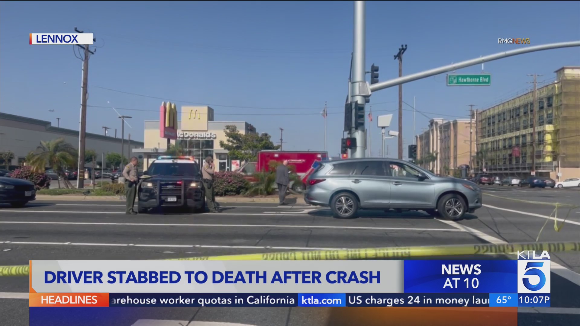Driver stabbed to death after crash at South Bay intersection – KTLA