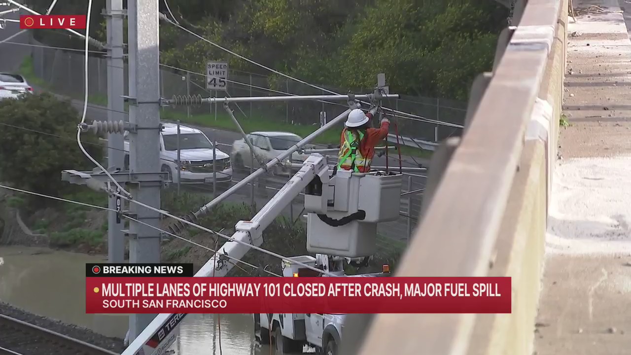 Multiple lanes closed on 101 in South SF due to crash, fuel spill – KRON4