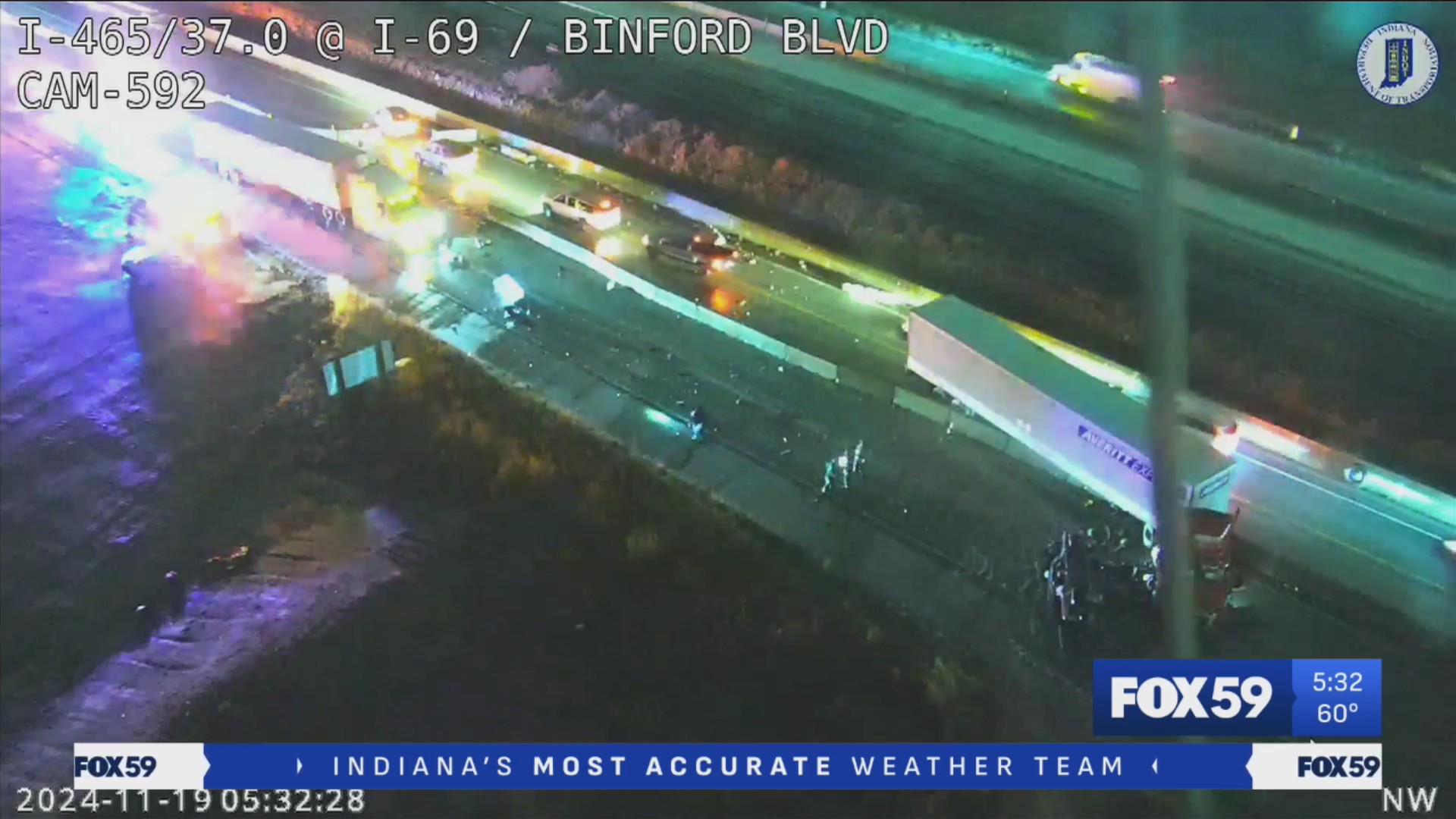 Semi crash closes part of 465 on Indy’s northeast side – Fox 59