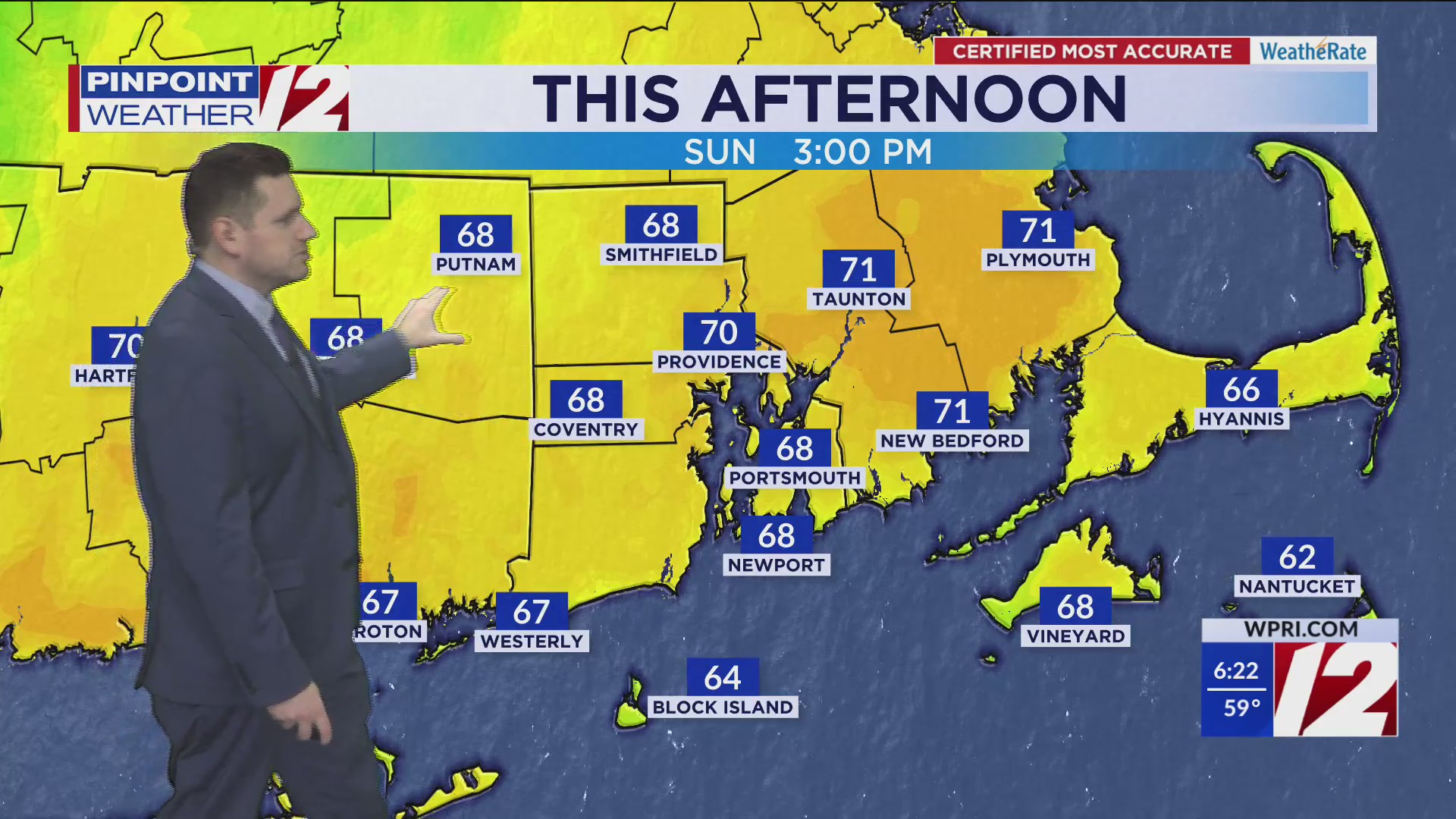 WPRI 12 Weather Forecast 5/18/25: Sunny Start; Clouds This PM; Dry ...
