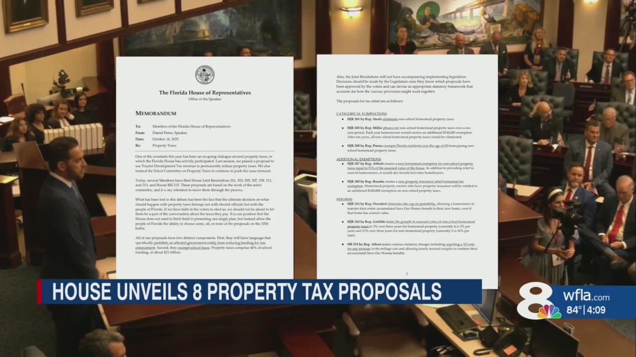 Florida House speaker unveils 8 new property tax proposals – WFLA