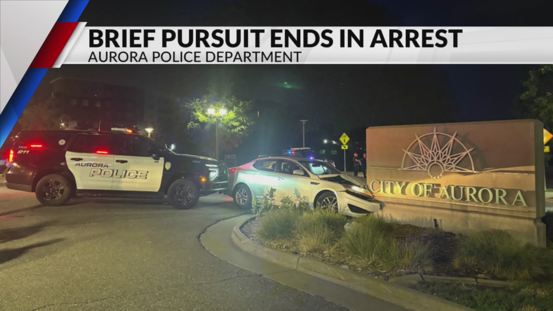 Vehicle crashes into ‘City of Aurora’ sign after pursuit – FOX31 Denver