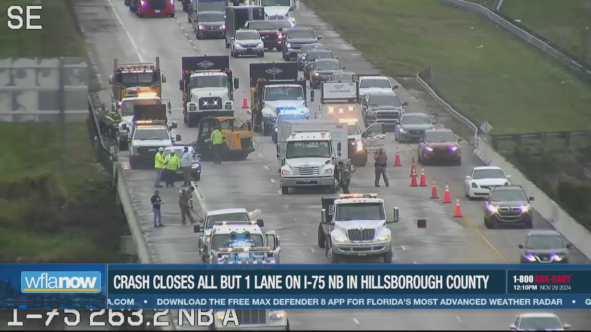 Crash closes partially closes I-75 northbound in Hillsborough County – WFLA