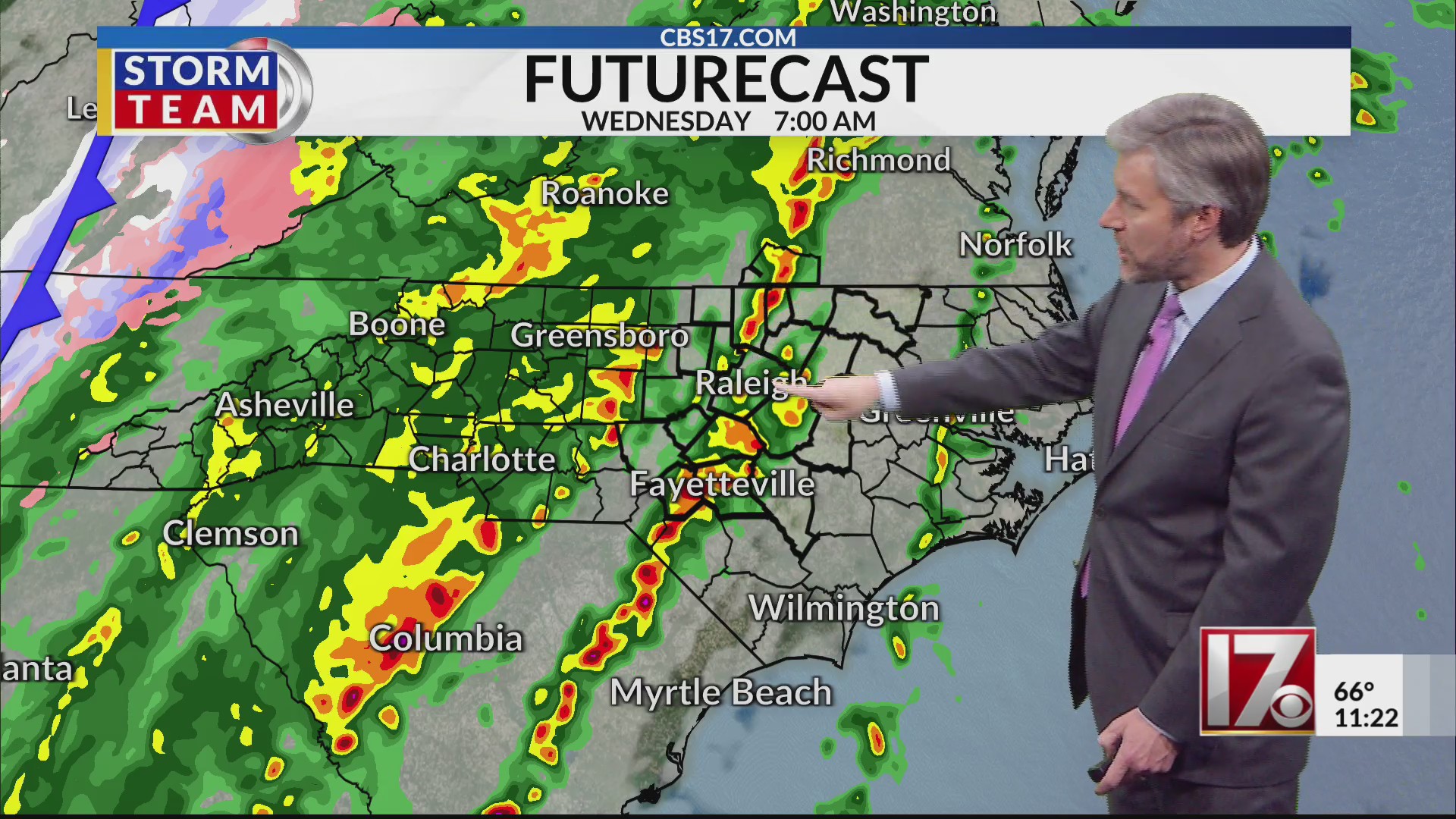 Rain and storms expected in central NC Wednesday – CBS17.com
