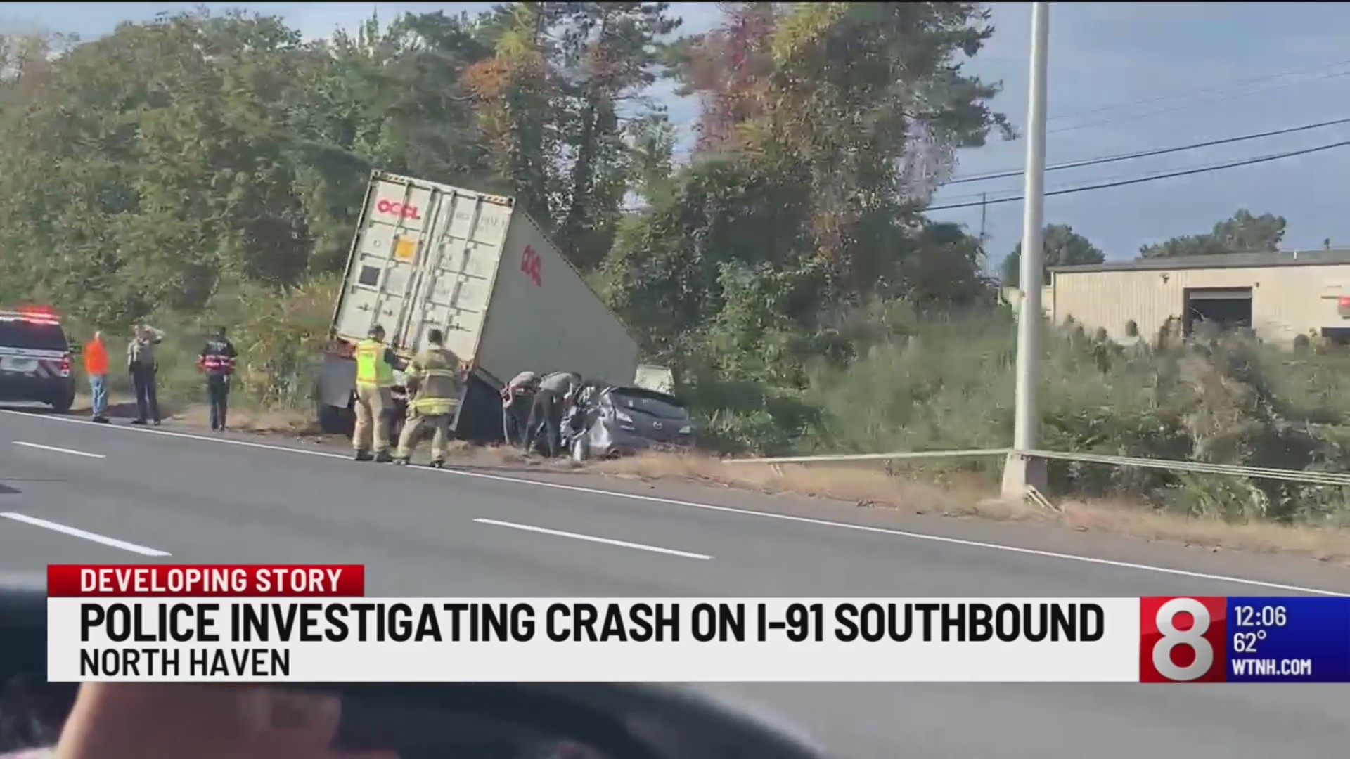 Tractortrailer crash slows traffic on I91 South in North Haven