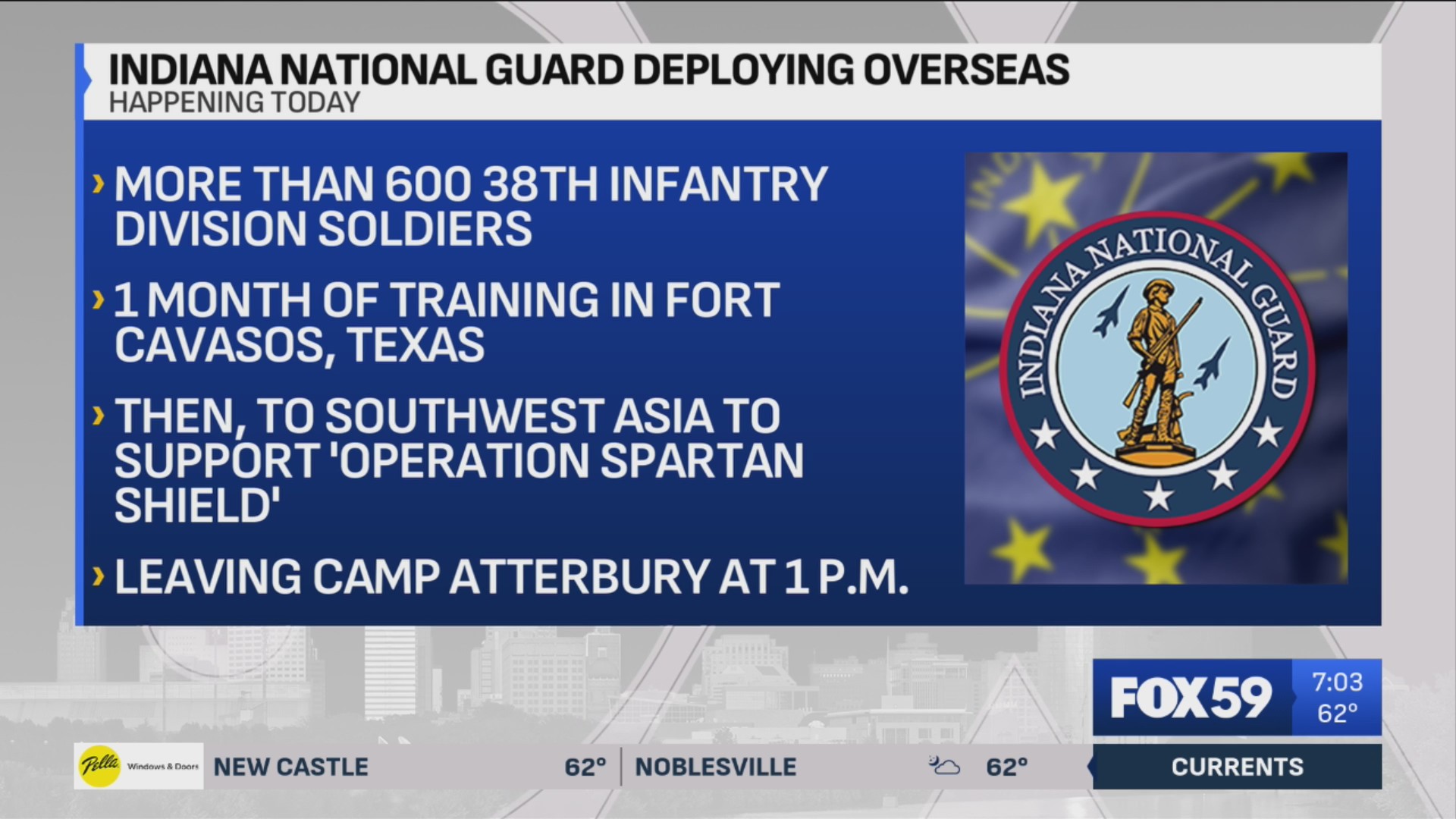 600 Indiana National Guard soldiers to deploy for Kuwait Fox 59