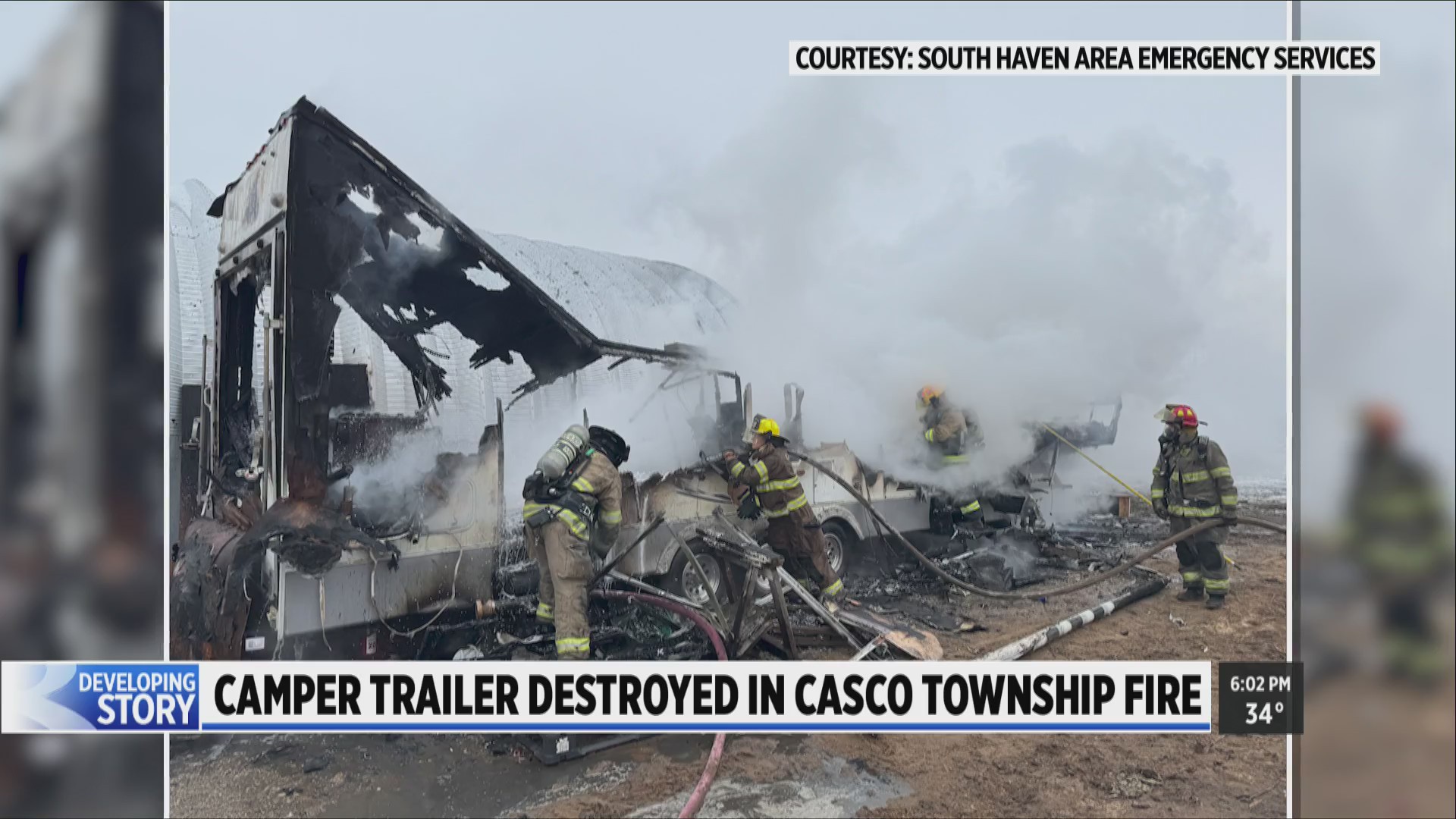 Camper trailer destroyed in Casco Township fire – WOODTV.com