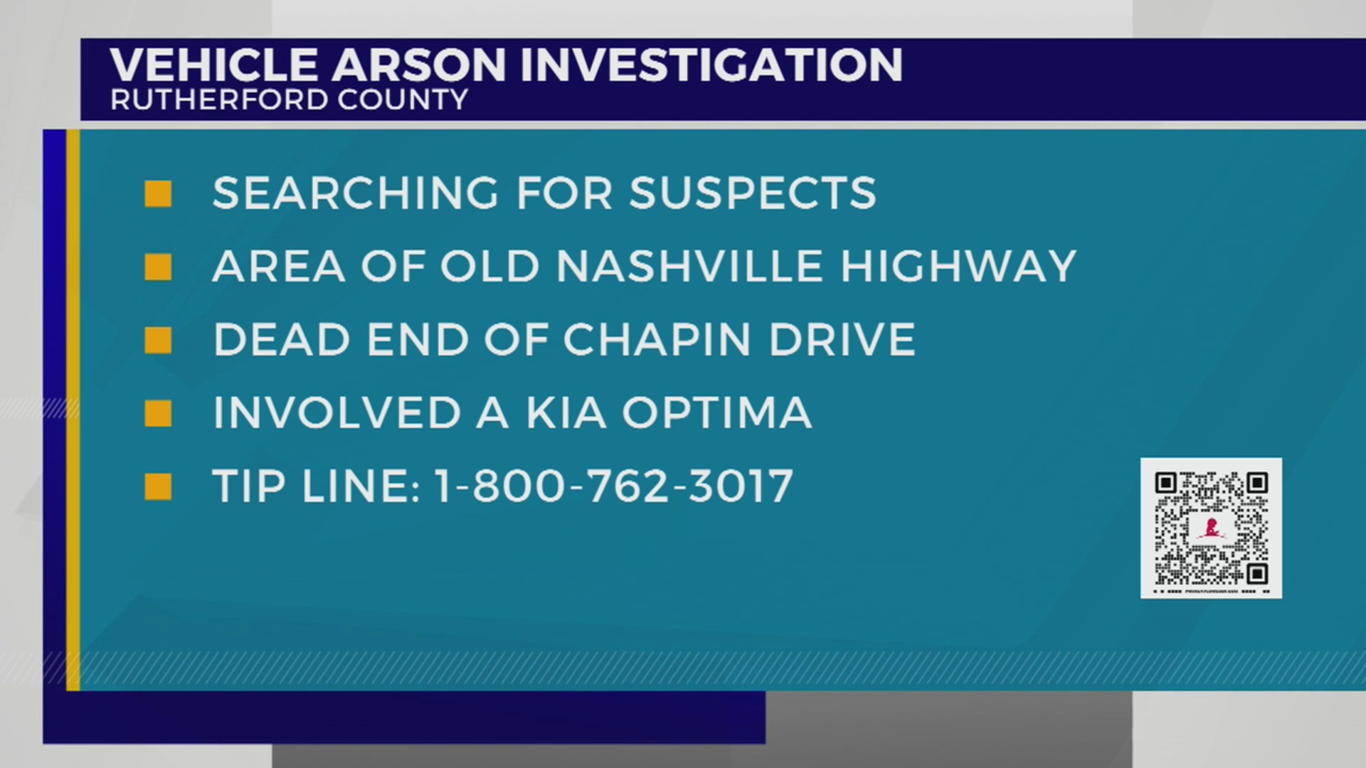 Authorities seeking suspects in Rutherford County vehicle arson WKRN