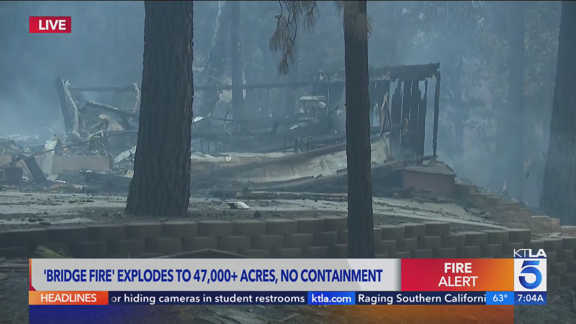 Structures burned in 47,000 acre Bridge Fire – KTLA