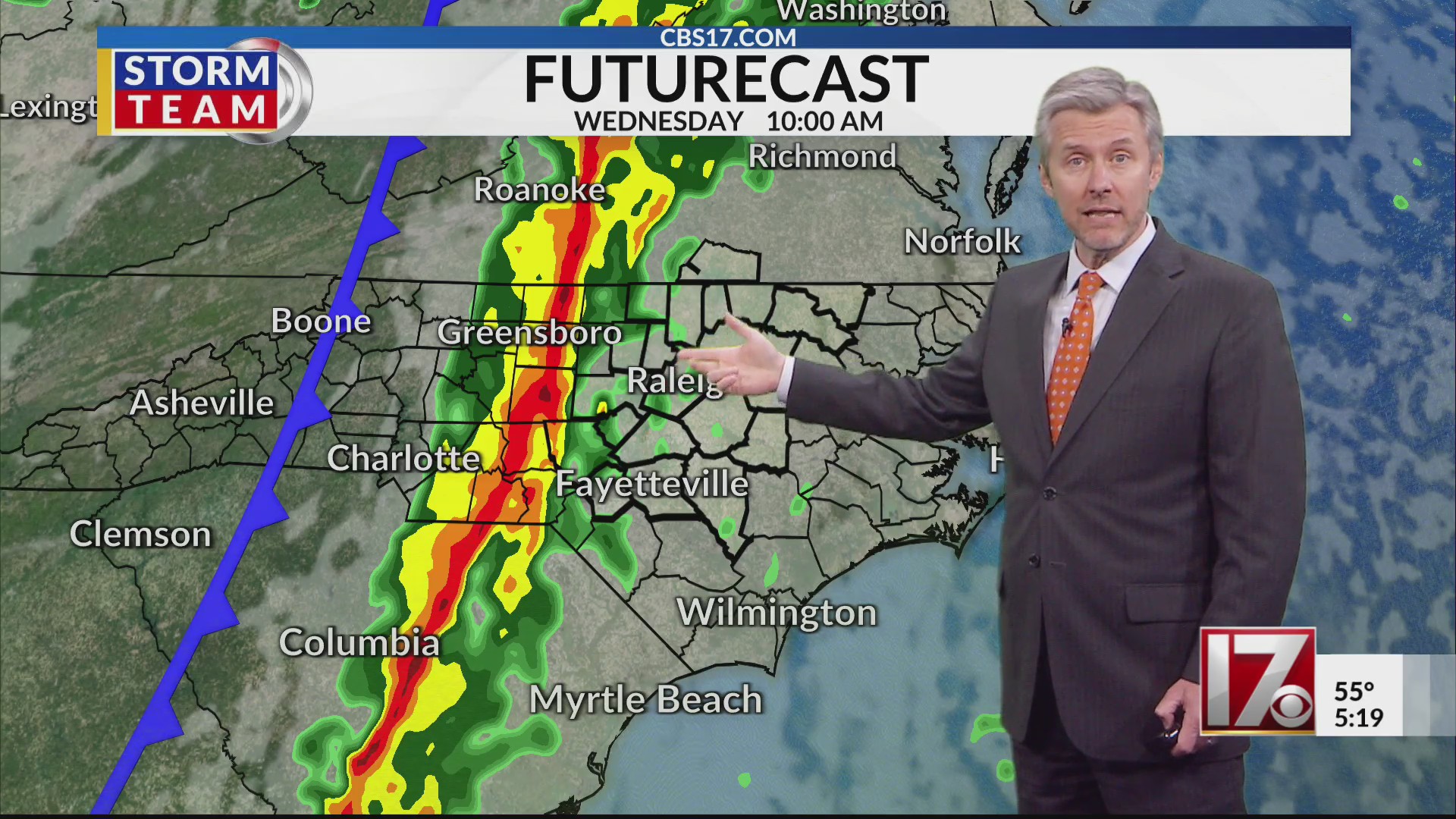 Central NC warm-up Tuesday with storm risk Wednesday – CBS17.com
