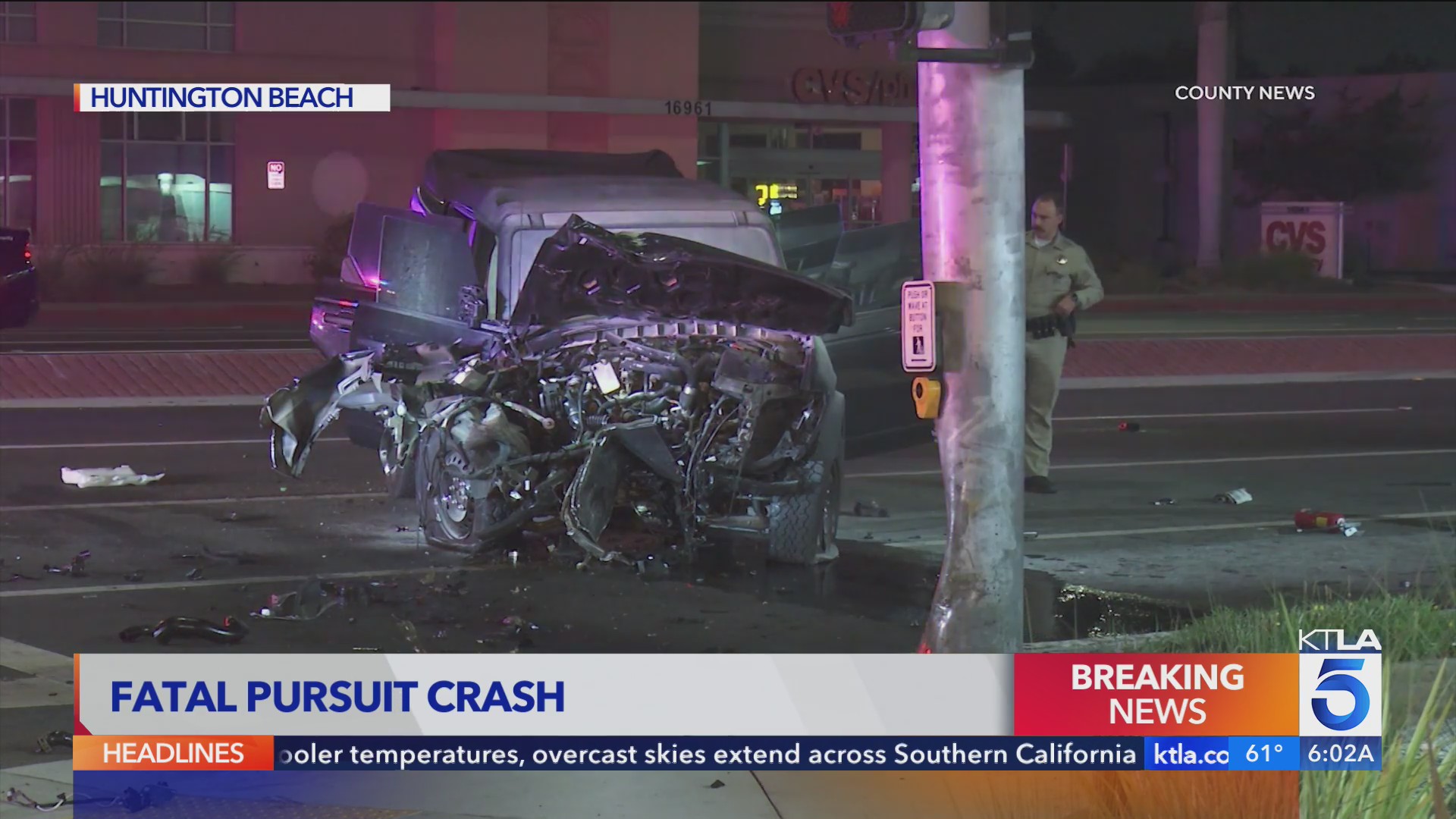 Suspect killed in Huntington Beach pursuit crash – KTLA