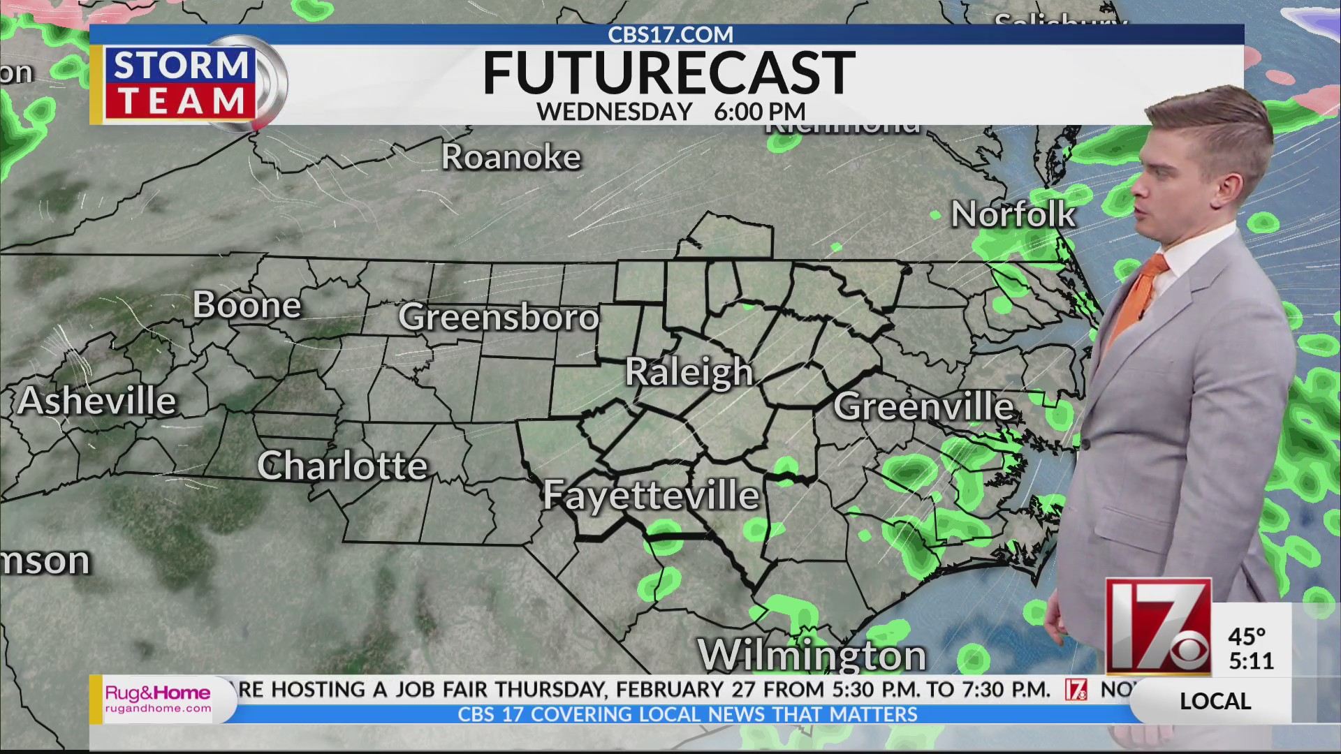 Slight chance of rain Weds, highs in upper 40s – CBS17.com