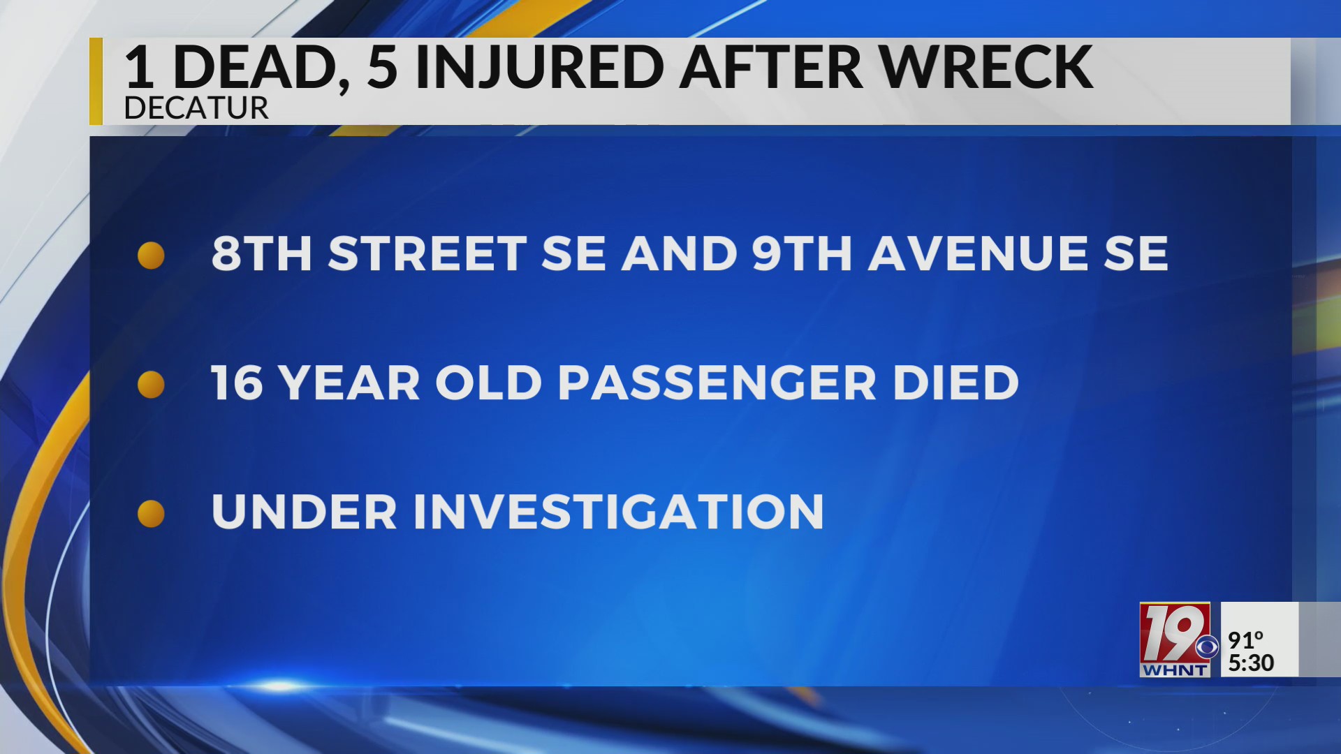 1 Dead, 5 Injured After Wreck | August 18, 2024 | WHNT News 19 Sunday ...
