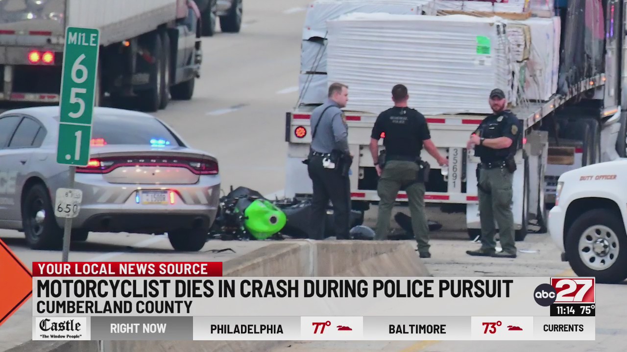 Motorcyclist dies in crash during police pursuit – ABC27